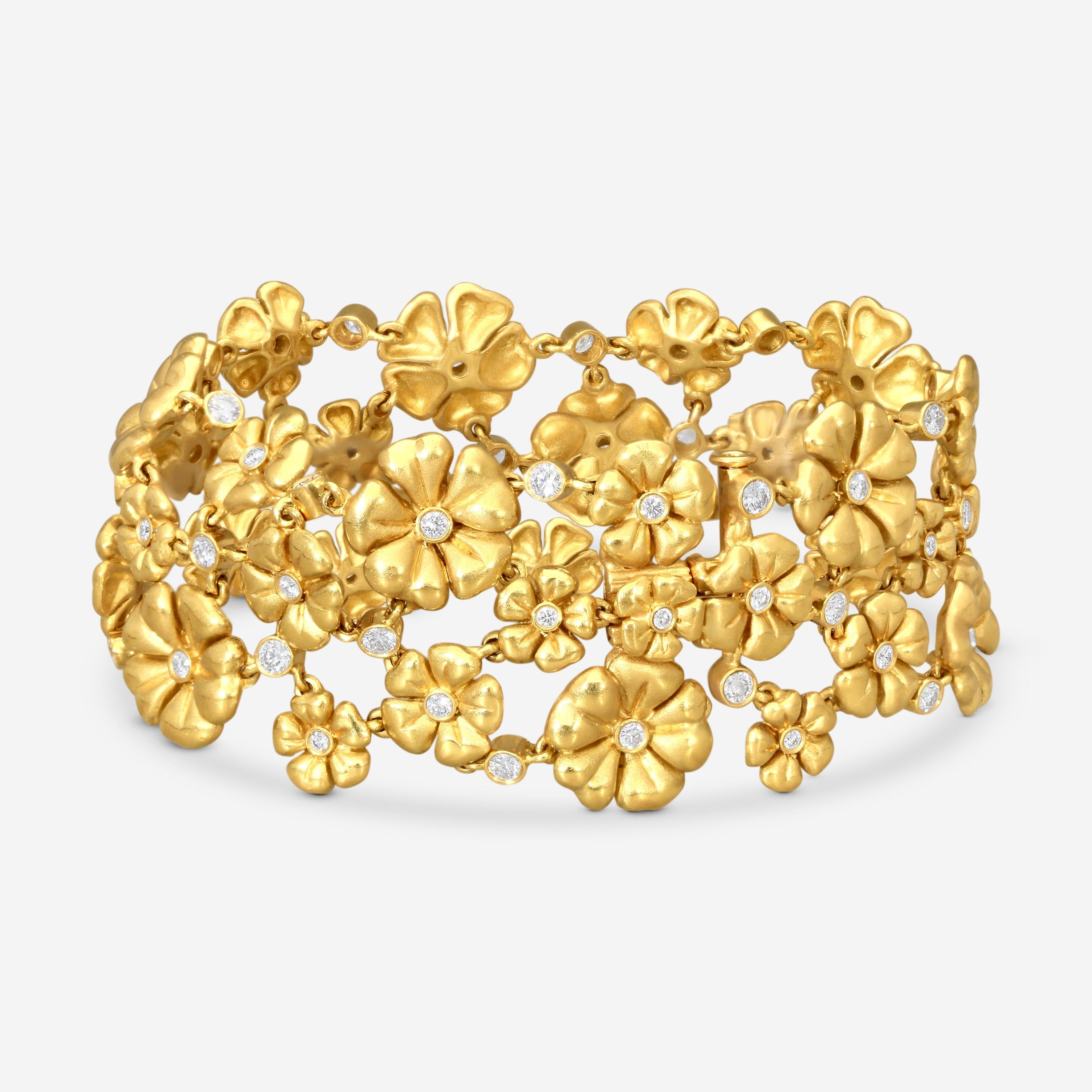 Suna 18K Yellow Gold Diamond Blossom Bracelet B3721Y — view 4