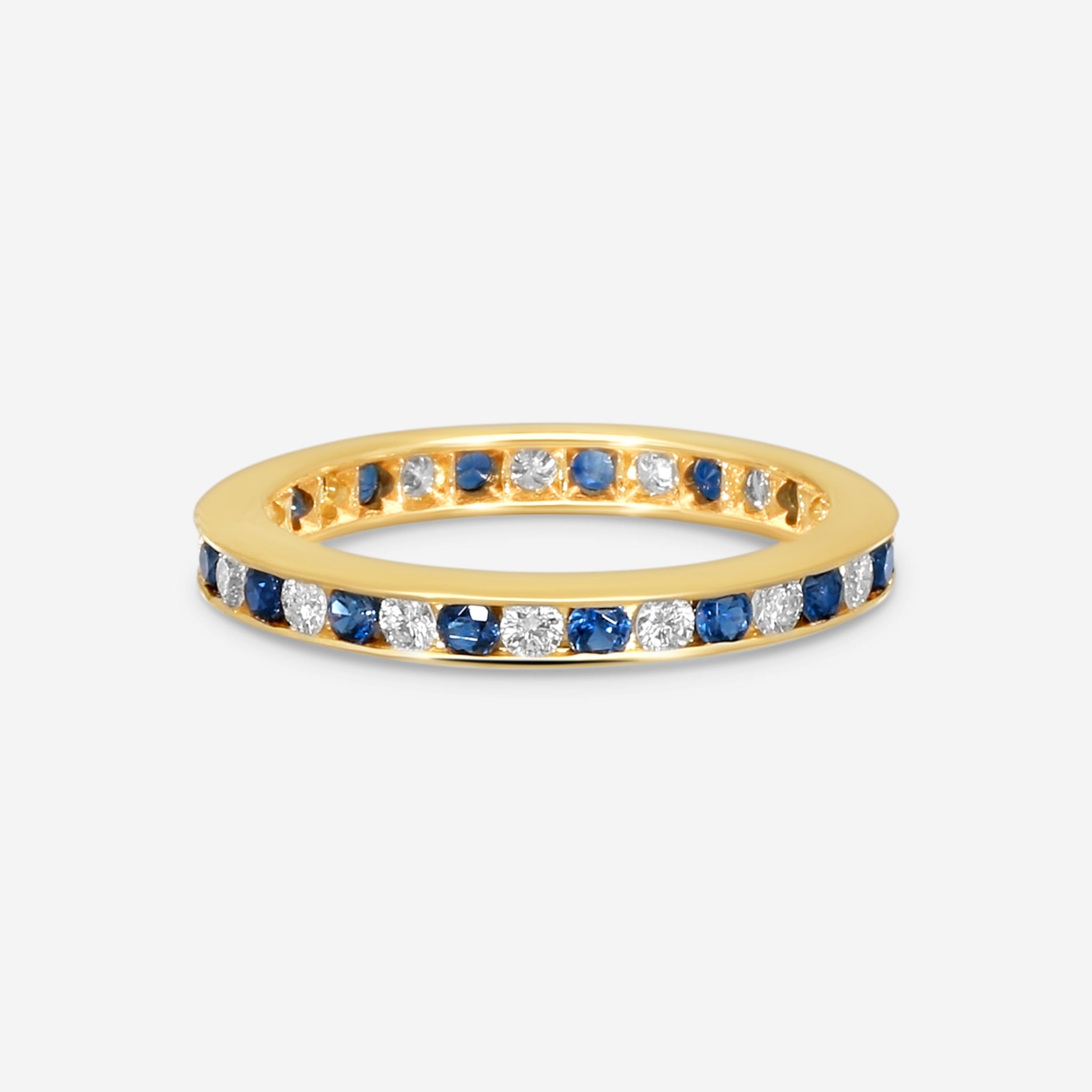 Suna 14K Yellow Gold Diamond & Sapphire Wedding Band Ring Sz. 5.75 W600S16YY