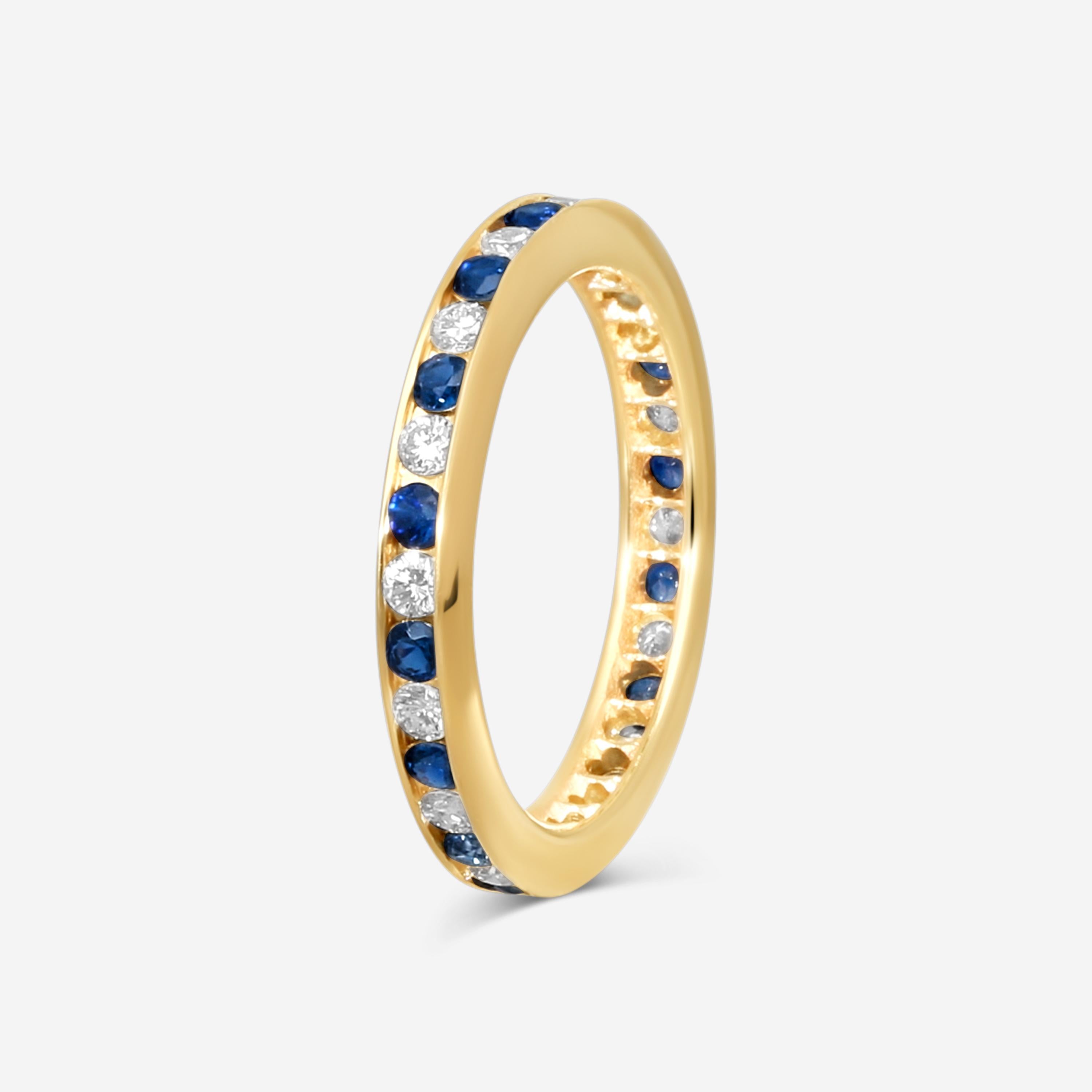 Suna 14K Yellow Gold Diamond & Sapphire Wedding Band Ring Sz. 5.75 W600S16YY — view 2