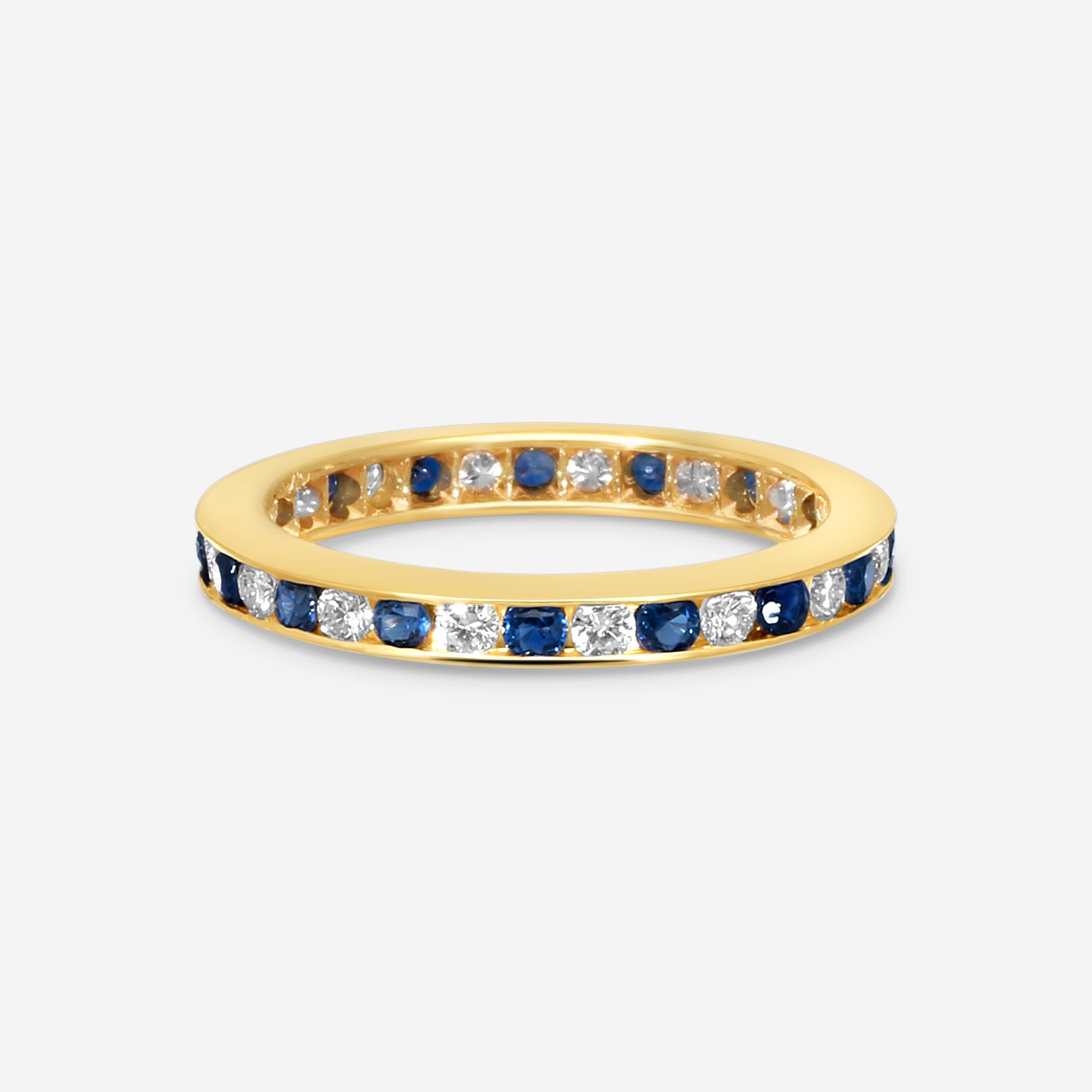 Suna 14K Yellow Gold Diamond & Sapphire Wedding Band Ring Sz. 5.75 W600S16YY — view 3