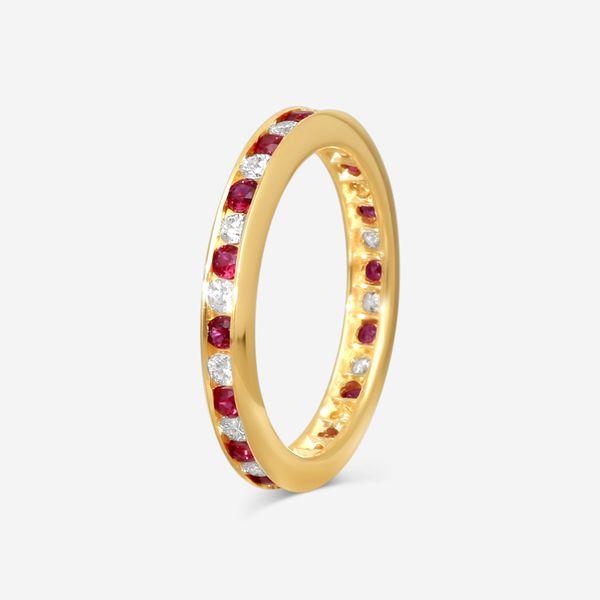 Suna 14K Yellow Gold Diamond & Ruby Wedding Band Ring Sz. 6 W600R16YY — view 2