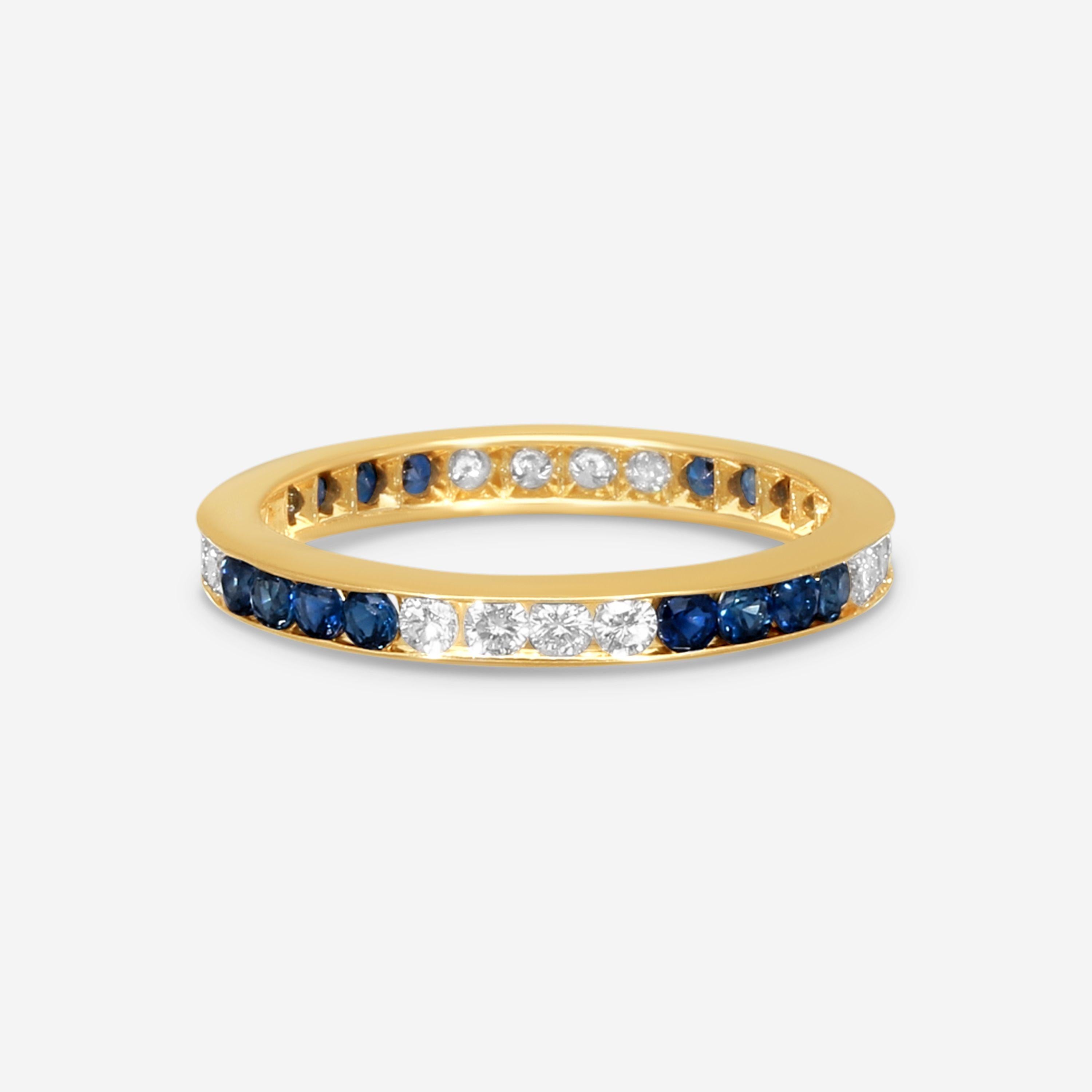Suna 14K Yellow Gold Diamond & Sapphire Wedding Band Ring Sz. 6 W600S16YYb