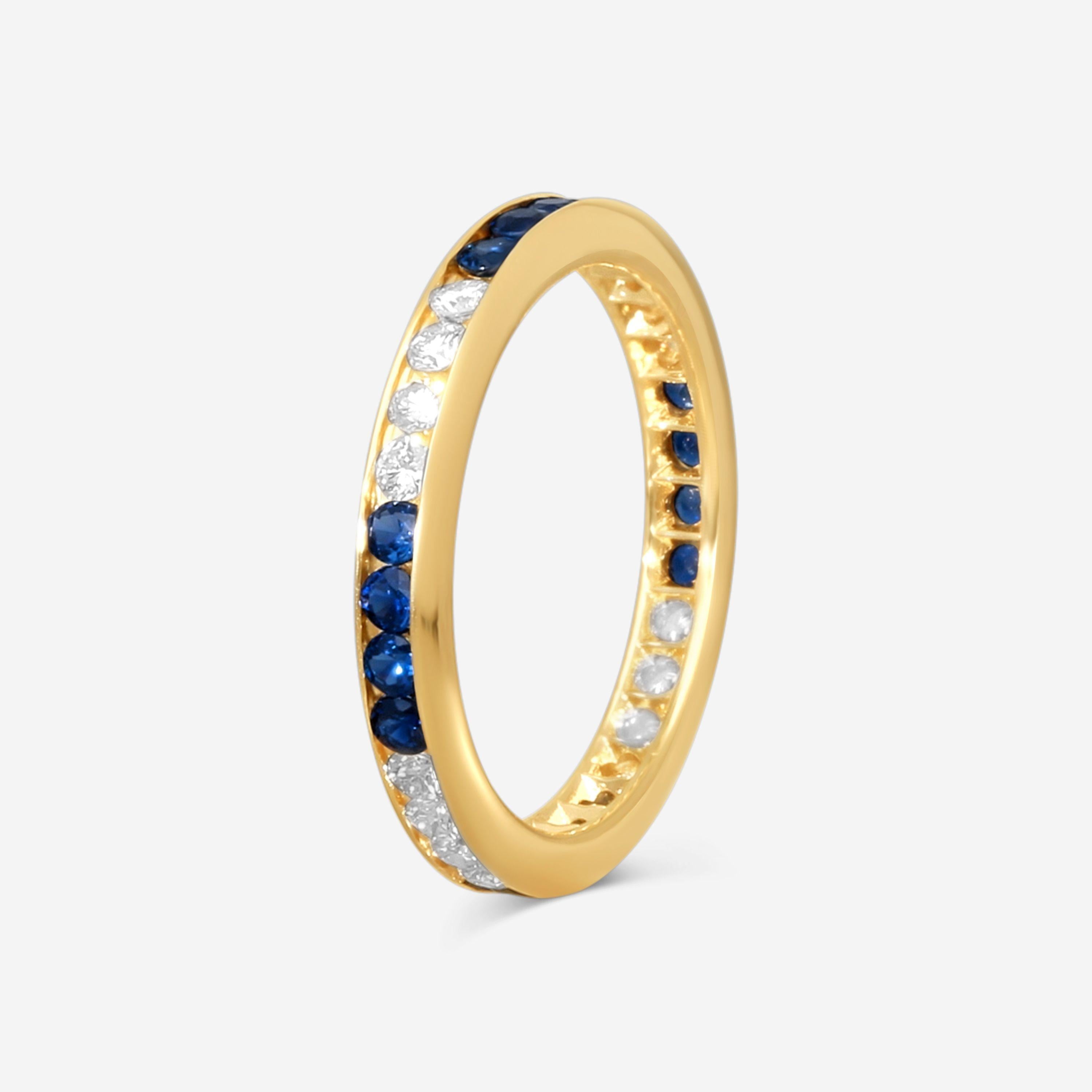 Suna 14K Yellow Gold Diamond & Sapphire Wedding Band Ring Sz. 6 W600S16YYb — view 2