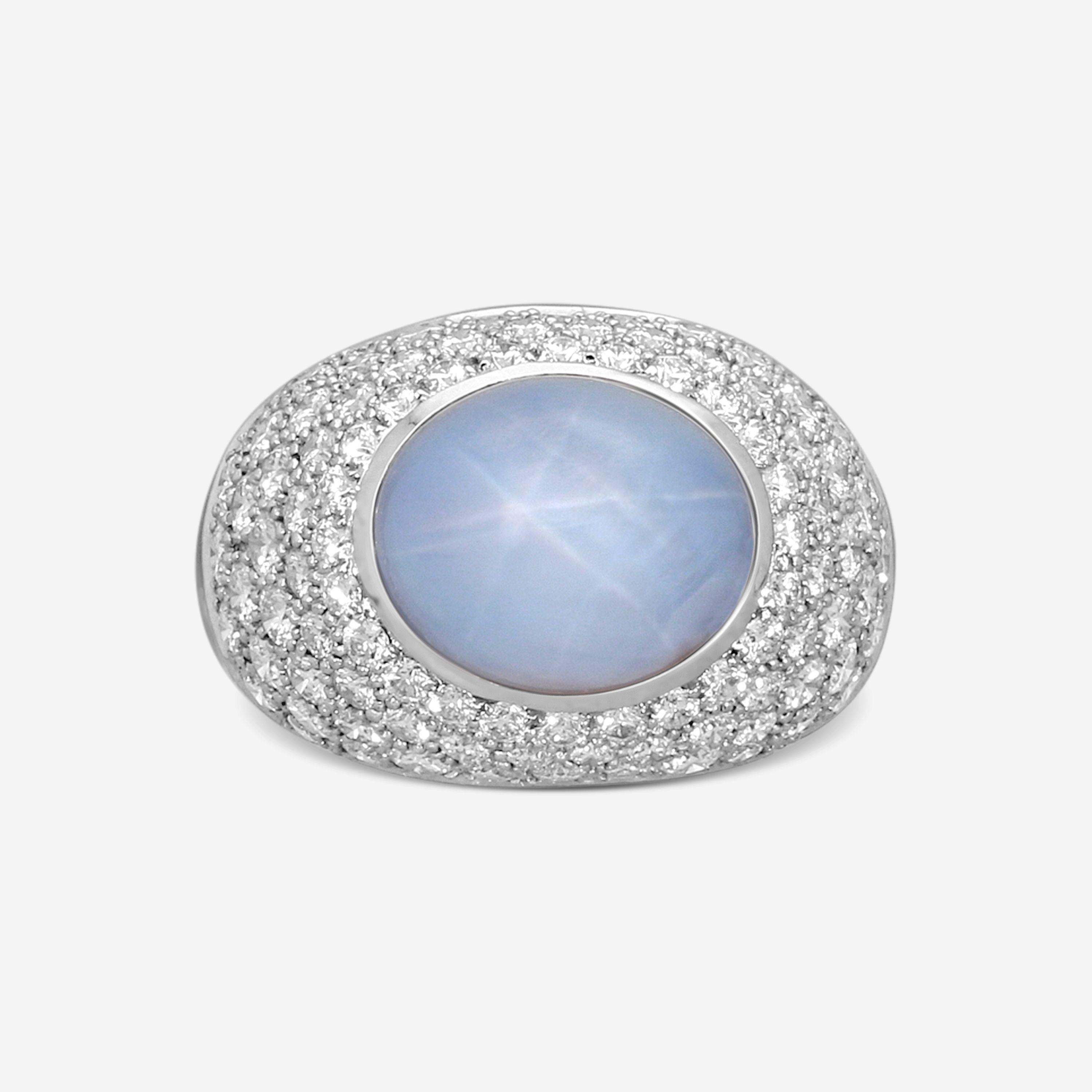 Suna Platinum Star Sapphire & Diamond Ring Sz. 6.5 R7318SSP