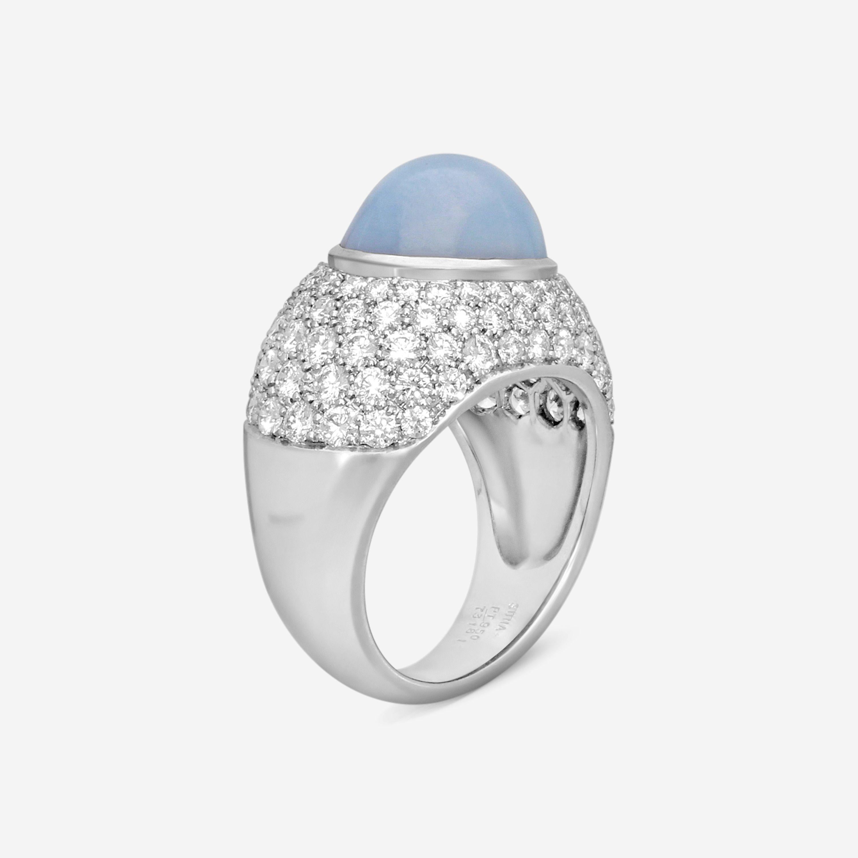 Suna Platinum Star Sapphire & Diamond Ring Sz. 6.5 R7318SSP — view 2