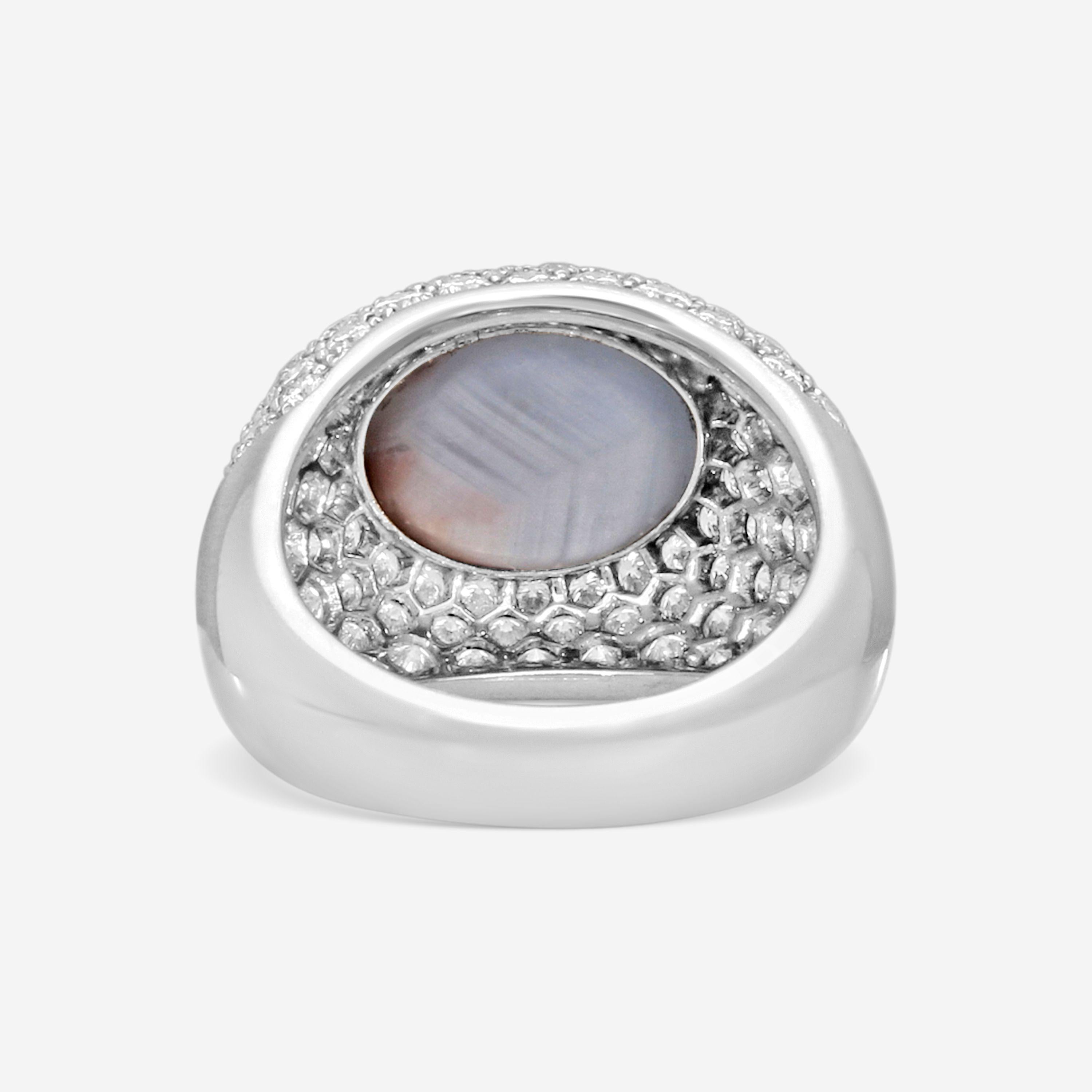 Suna Platinum Star Sapphire & Diamond Ring Sz. 6.5 R7318SSP — view 3