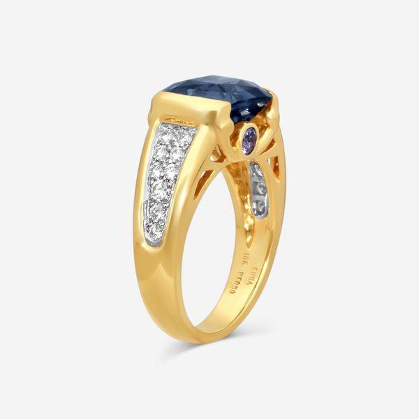 Suna 18K Yellow Gold, Platinum Spinel & Diamond Ring Sz. 6.5 R7319SPIT — view 2