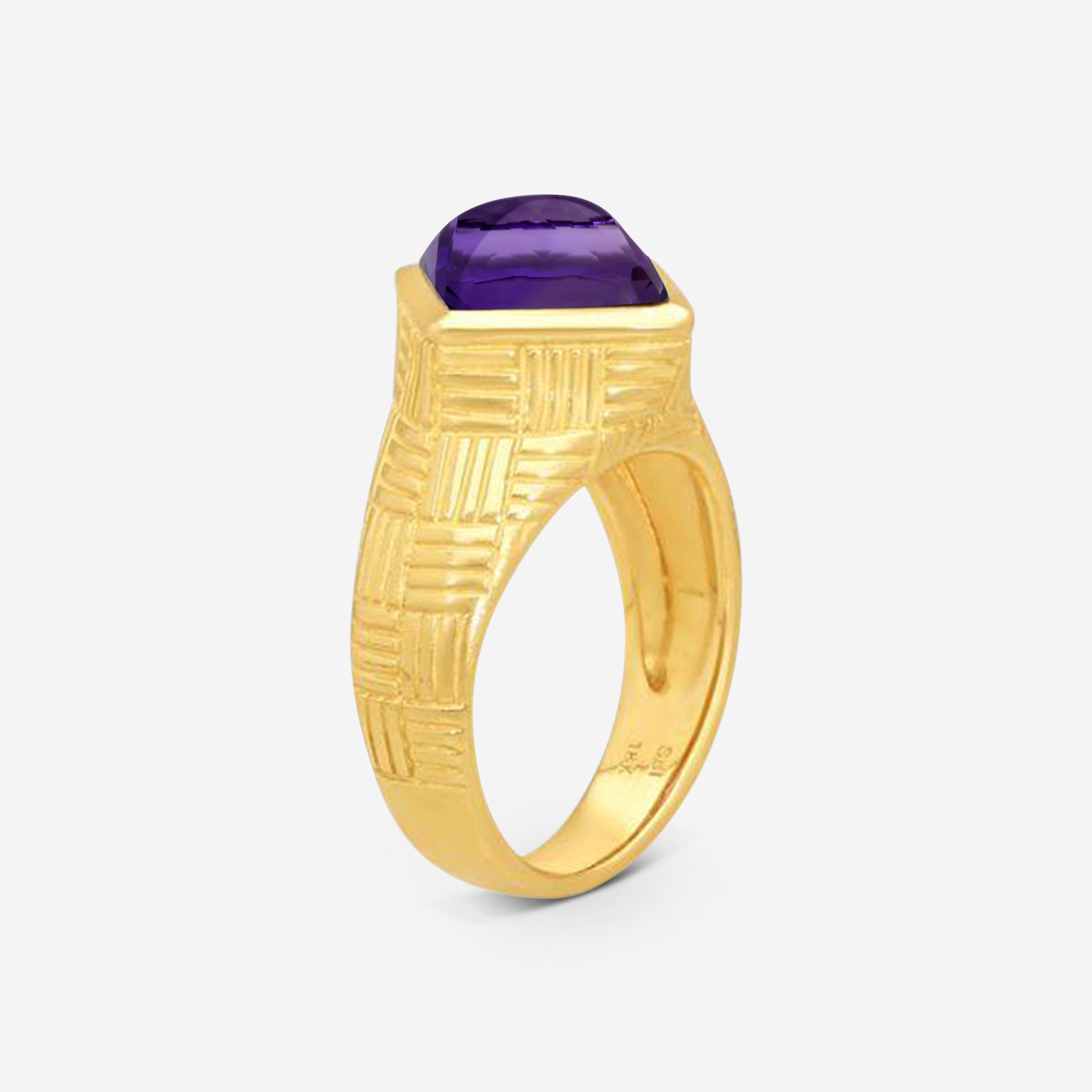 Suna 18K Yellow Gold Parquet Amethyst Statement Ring Sz. 6.25 R2870AMY — view 2
