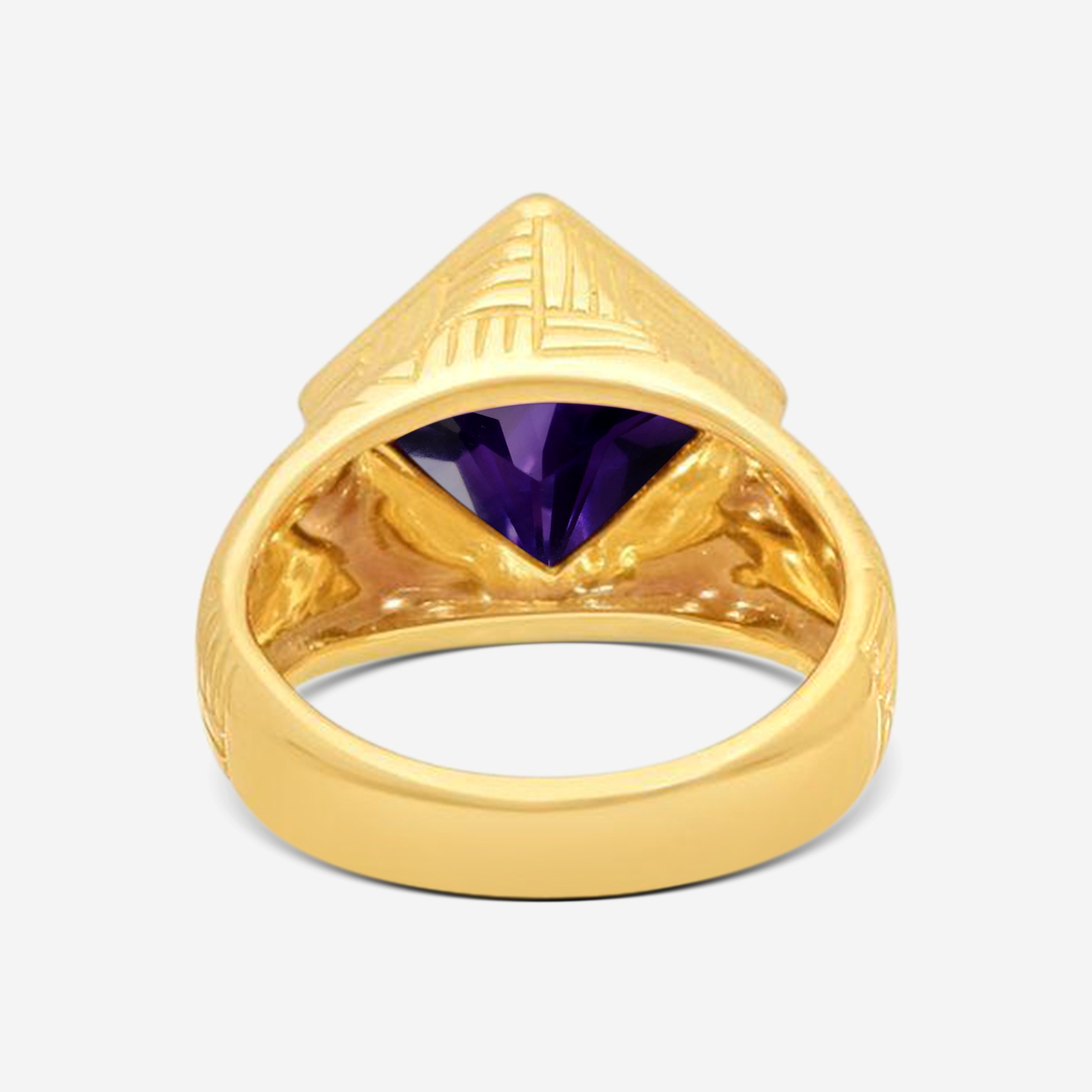 Suna 18K Yellow Gold Parquet Amethyst Statement Ring Sz. 6.25 R2870AMY — view 3