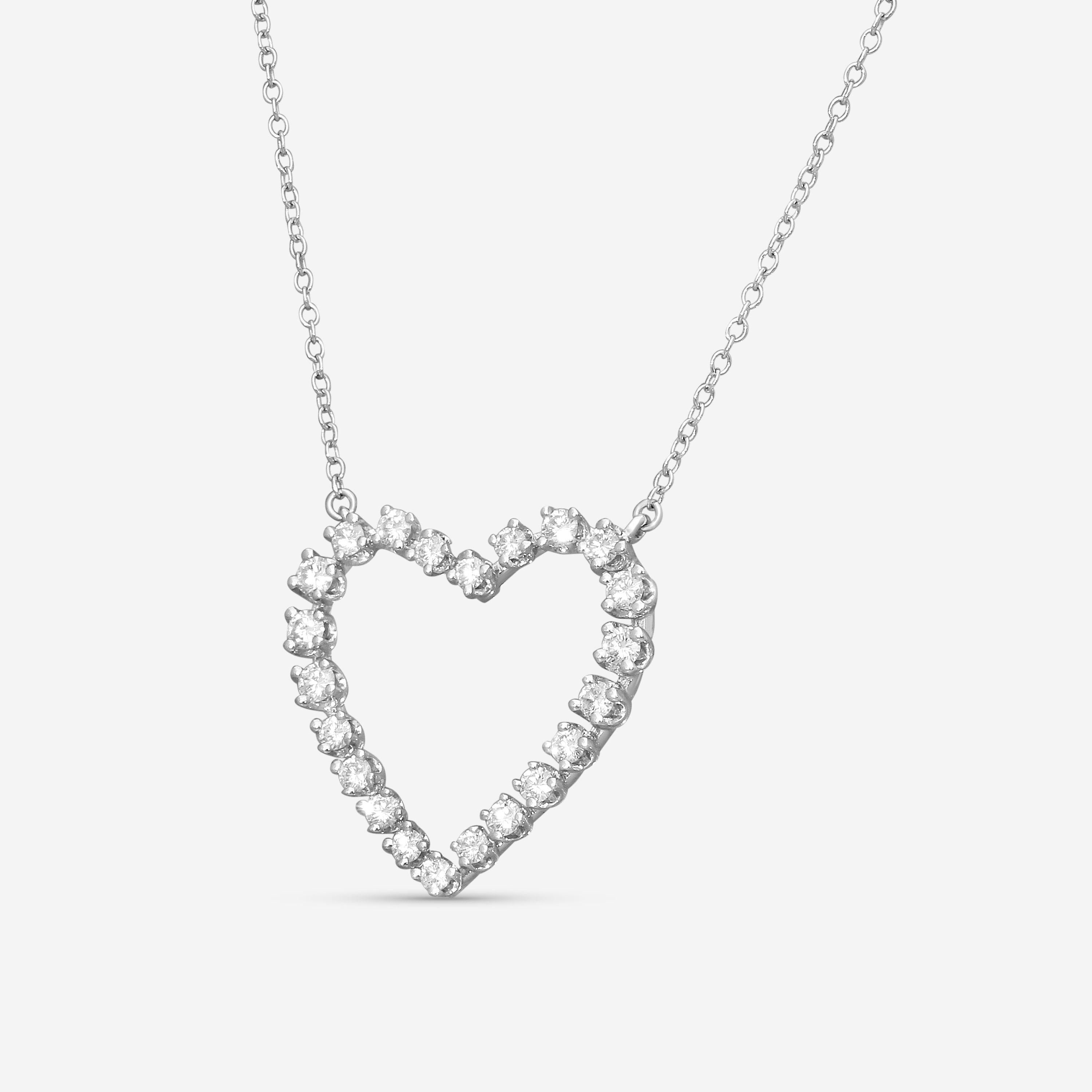 Suna 18K White Gold Diamond Heart Pendant H368W — view 2