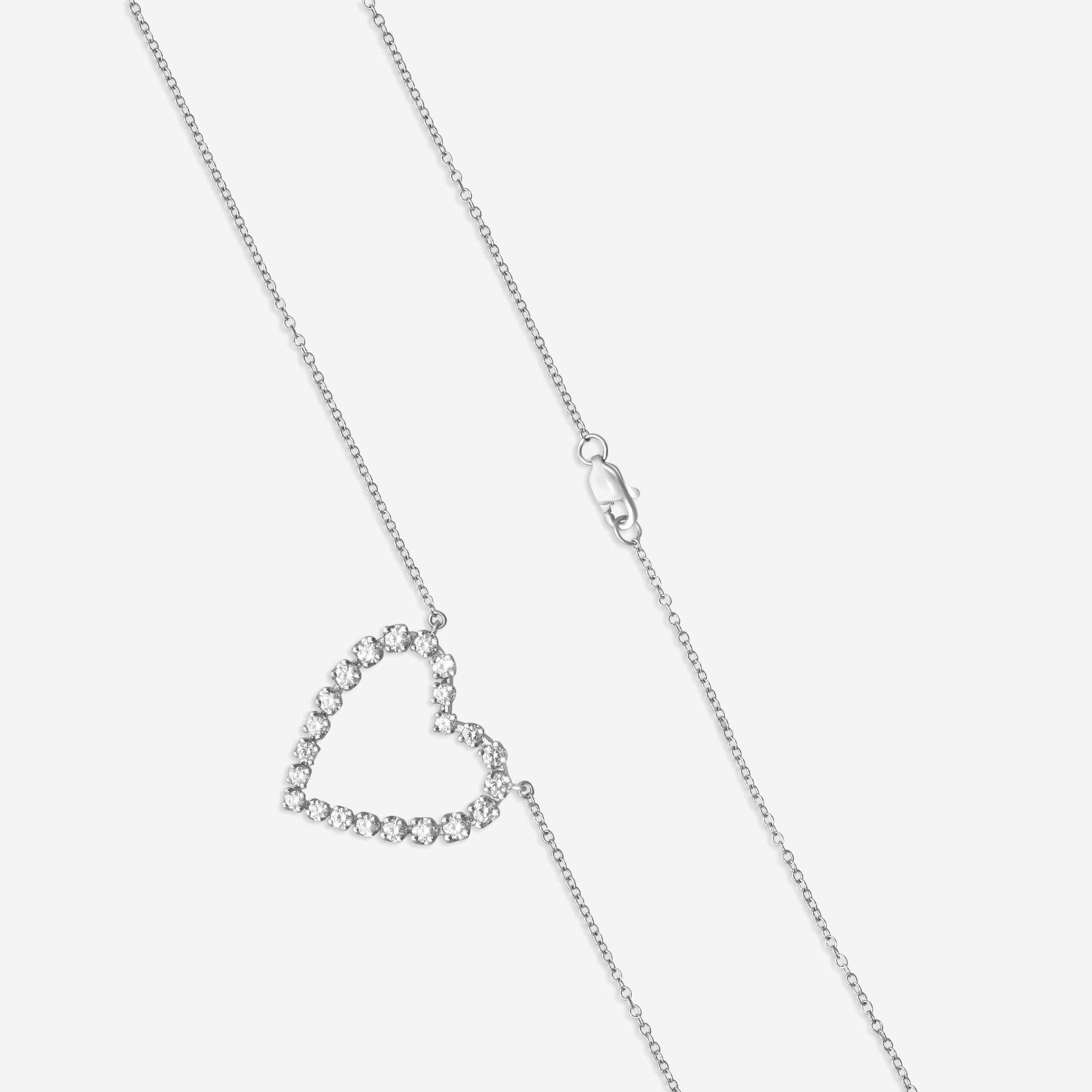 Suna 18K White Gold Diamond Heart Pendant H368W — view 3