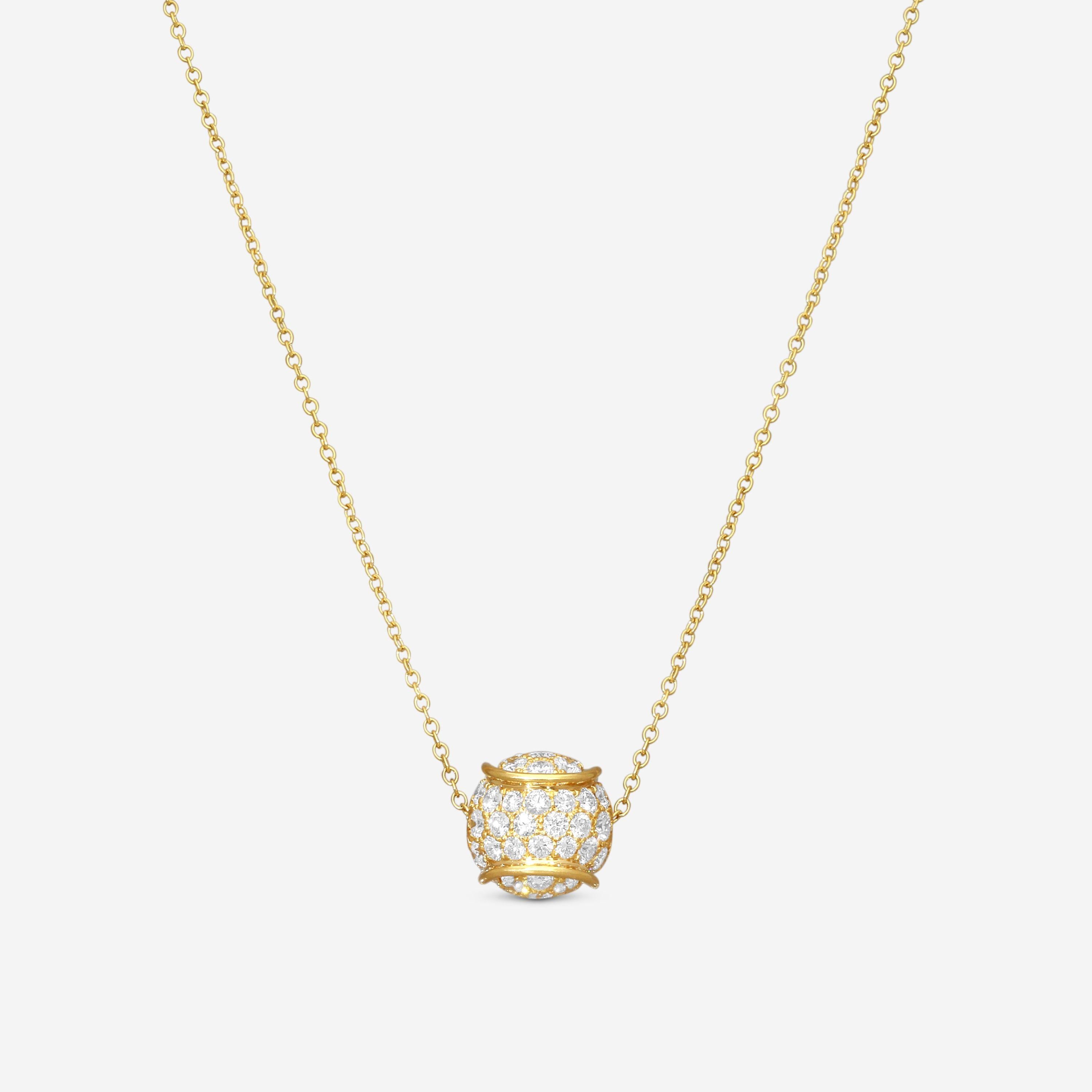 Suna 18K Yellow Gold Diamond Tennis Ball Pendant Necklace N6631Y