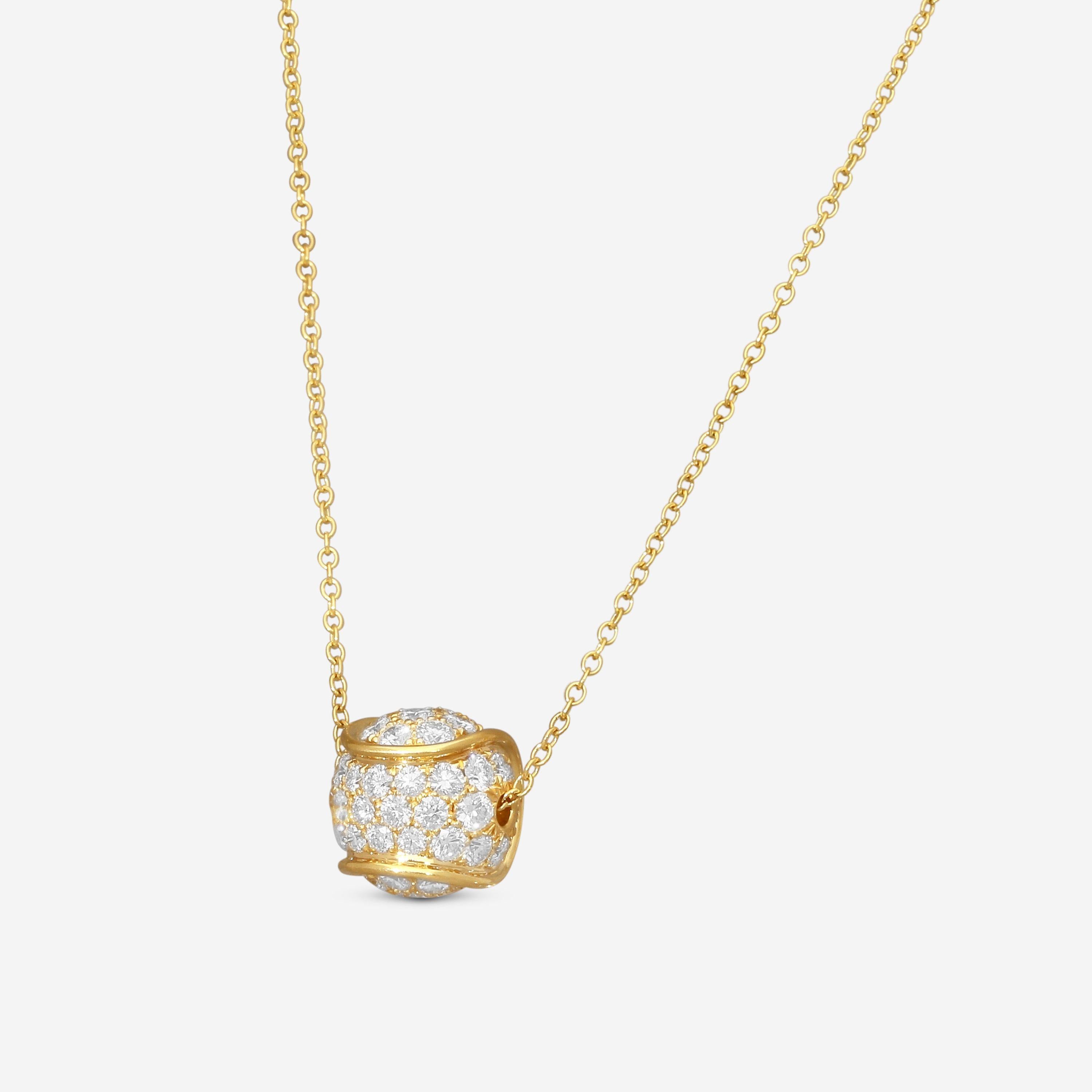 Suna 18K Yellow Gold Diamond Tennis Ball Pendant Necklace N6631Y — view 2