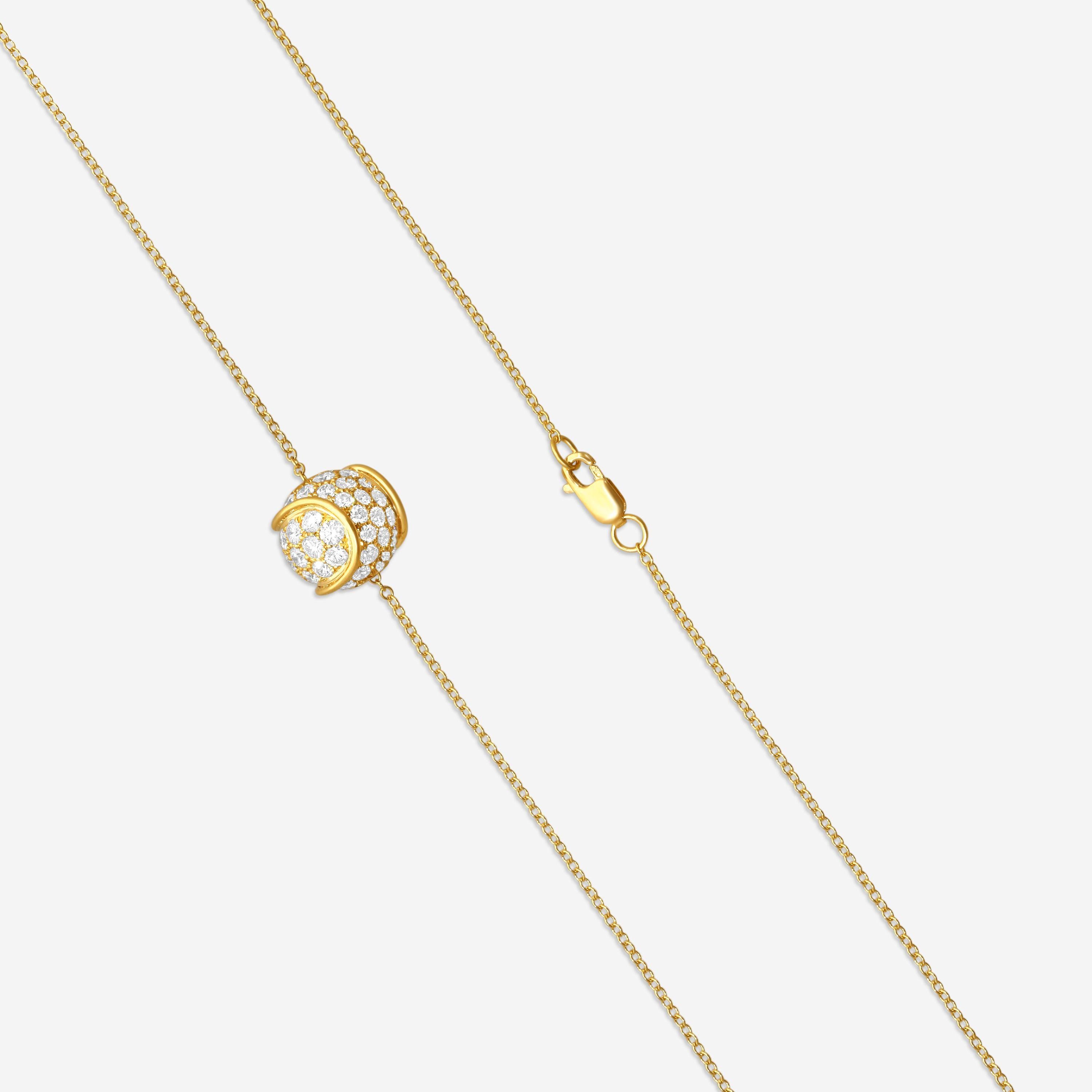 Suna 18K Yellow Gold Diamond Tennis Ball Pendant Necklace N6631Y — view 3