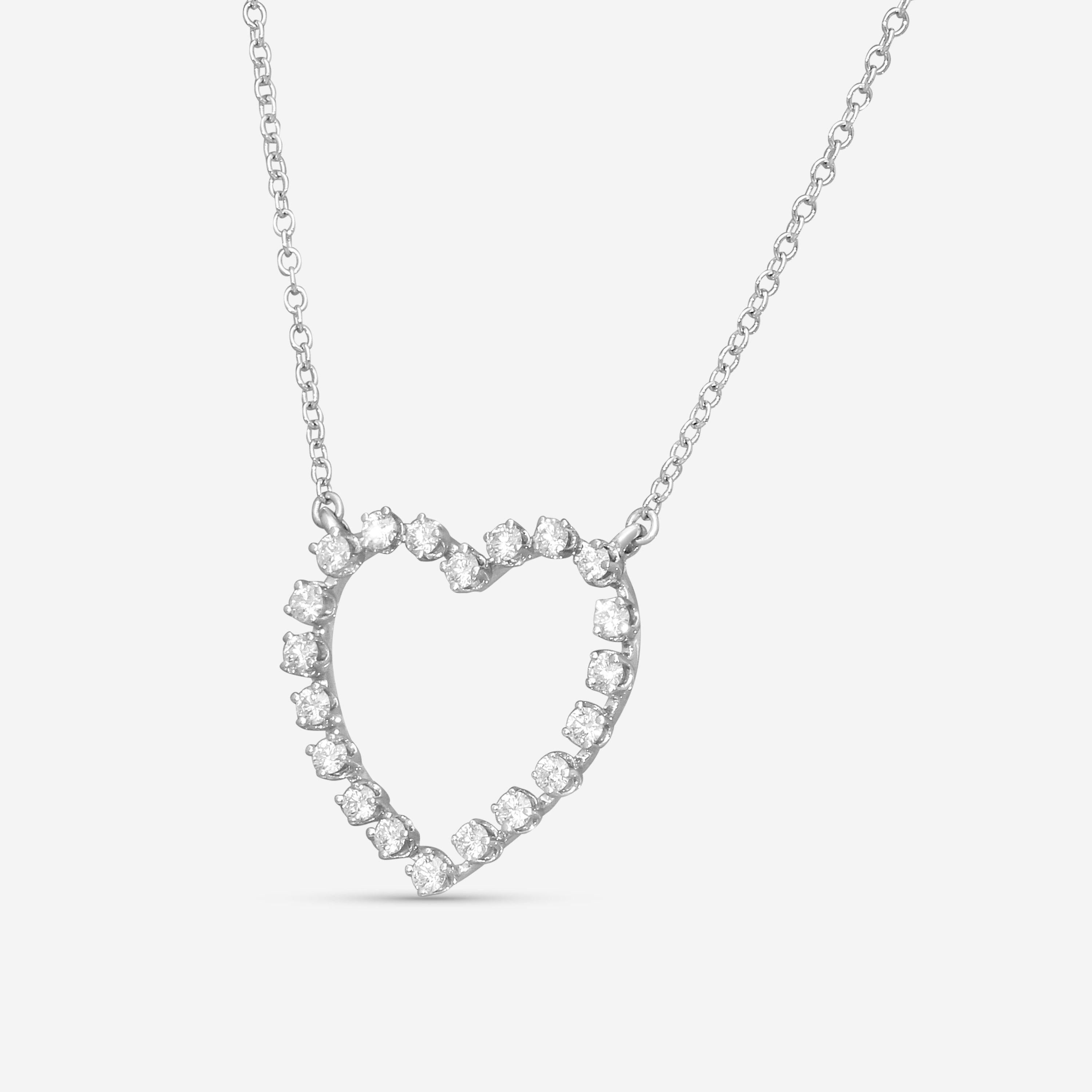 Suna 18K White Gold Diamond Heart Pendant H404W — view 2