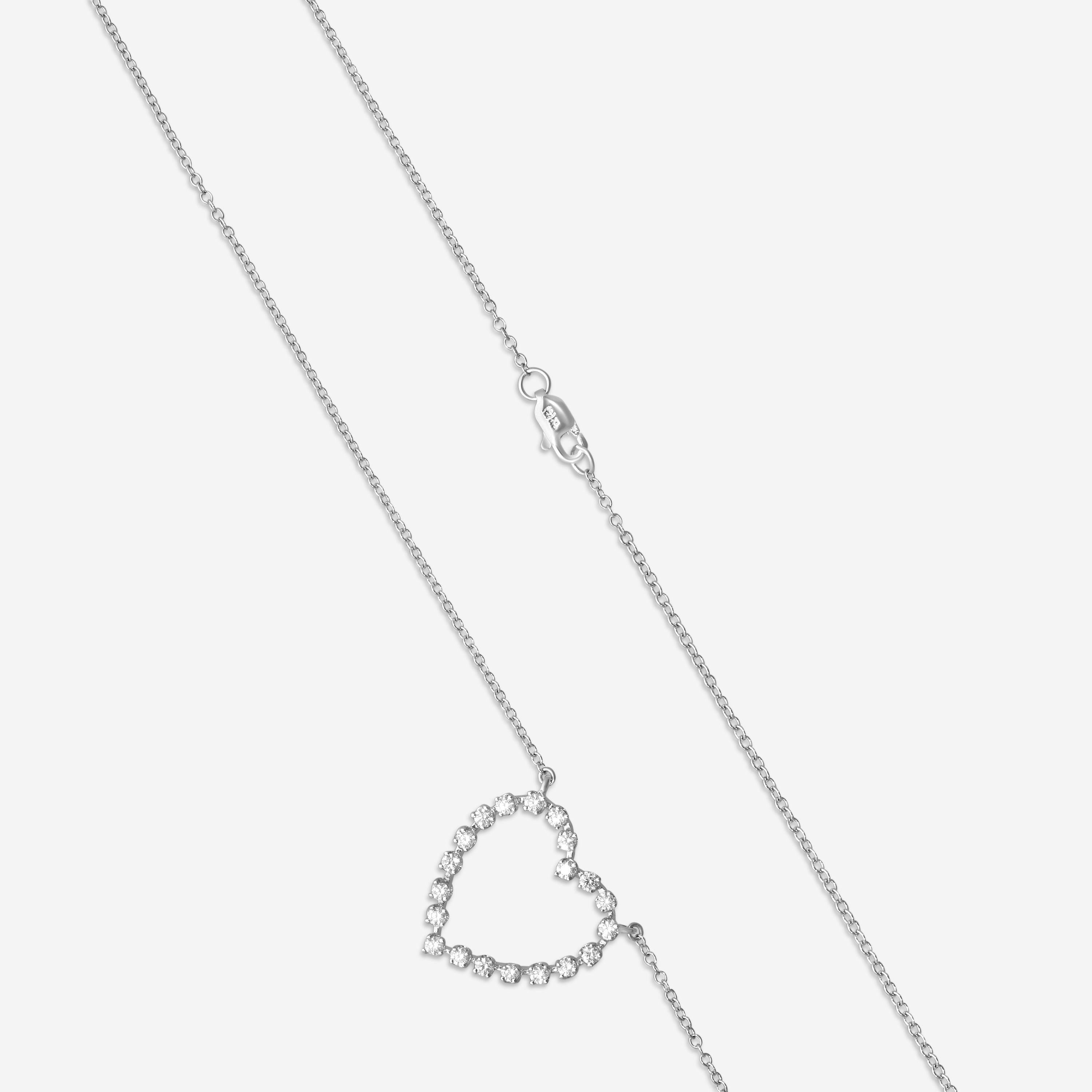 Suna 18K White Gold Diamond Heart Pendant H404W — view 3