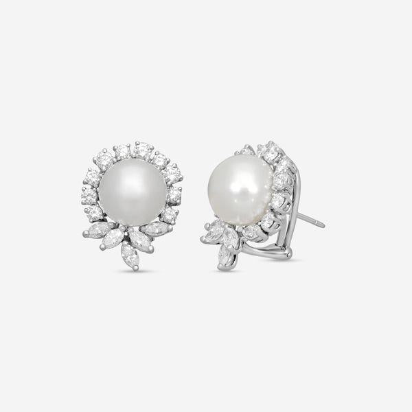 Suna Platinum Diamond & South Sea Culture Pearl Earrings E1964SSCP — view 2
