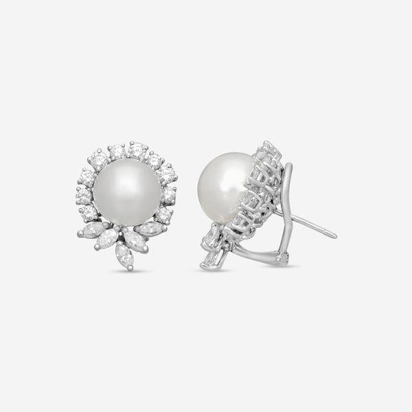 Suna Platinum Diamond & South Sea Culture Pearl Earrings E1964SSCP — view 3