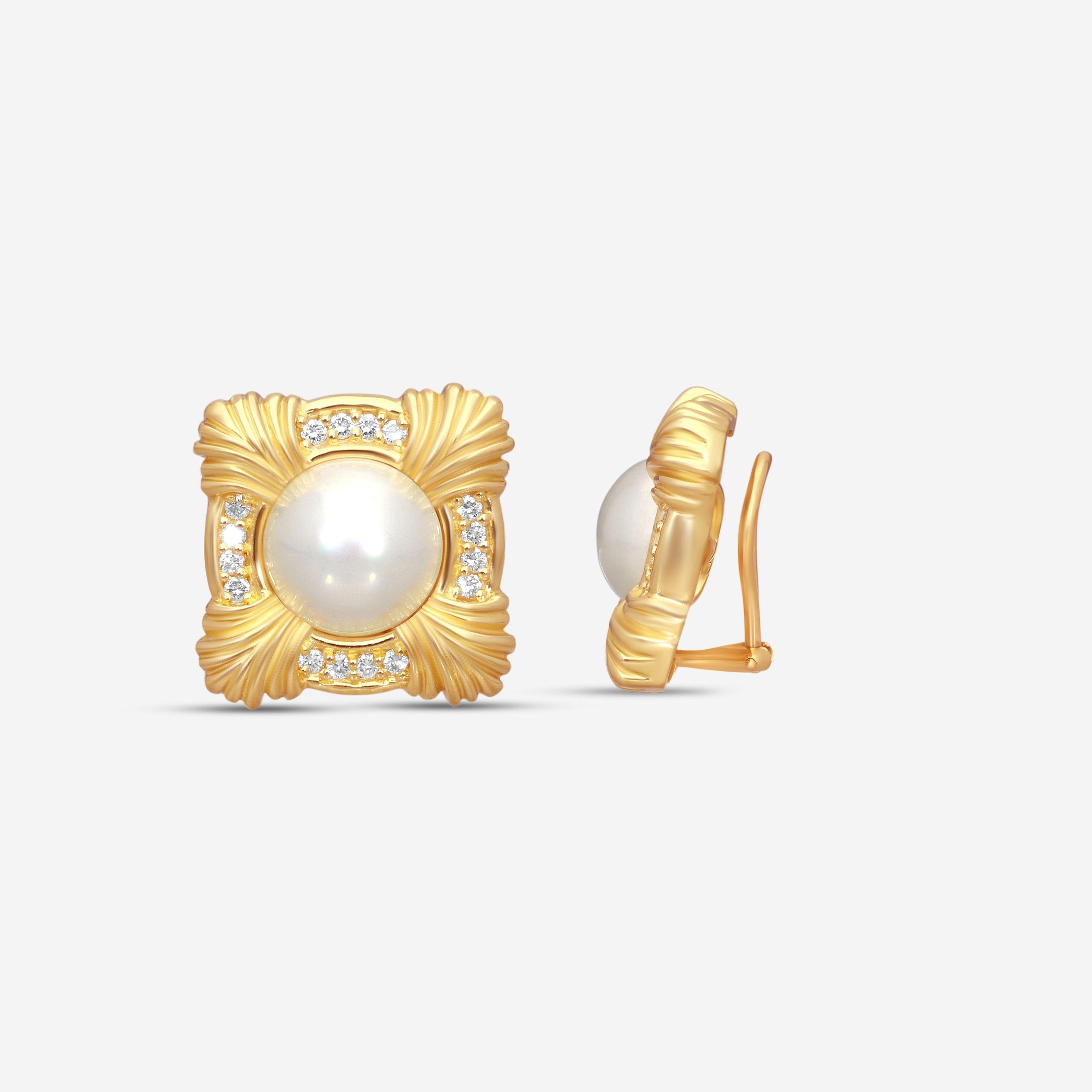 Suna 18K Yellow Gold Mabe & Diamond Earrings E2069MBY — view 3