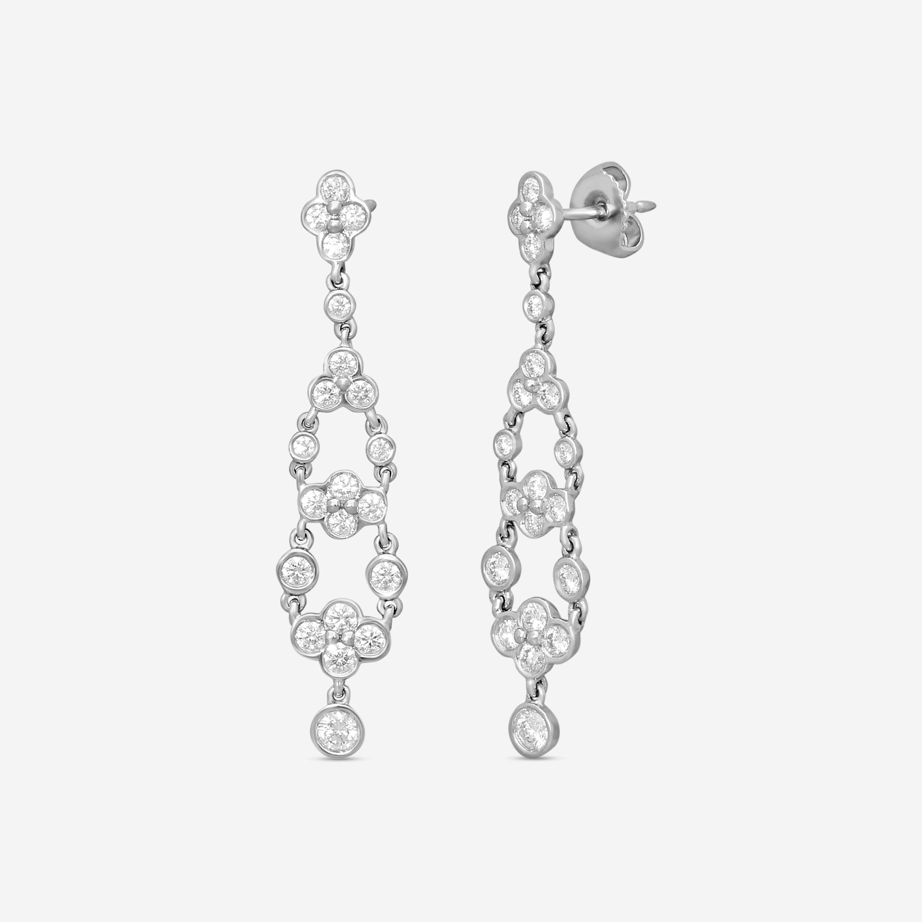 Suna Platinum Diamond Lace Drop Earrings E2420P — view 2