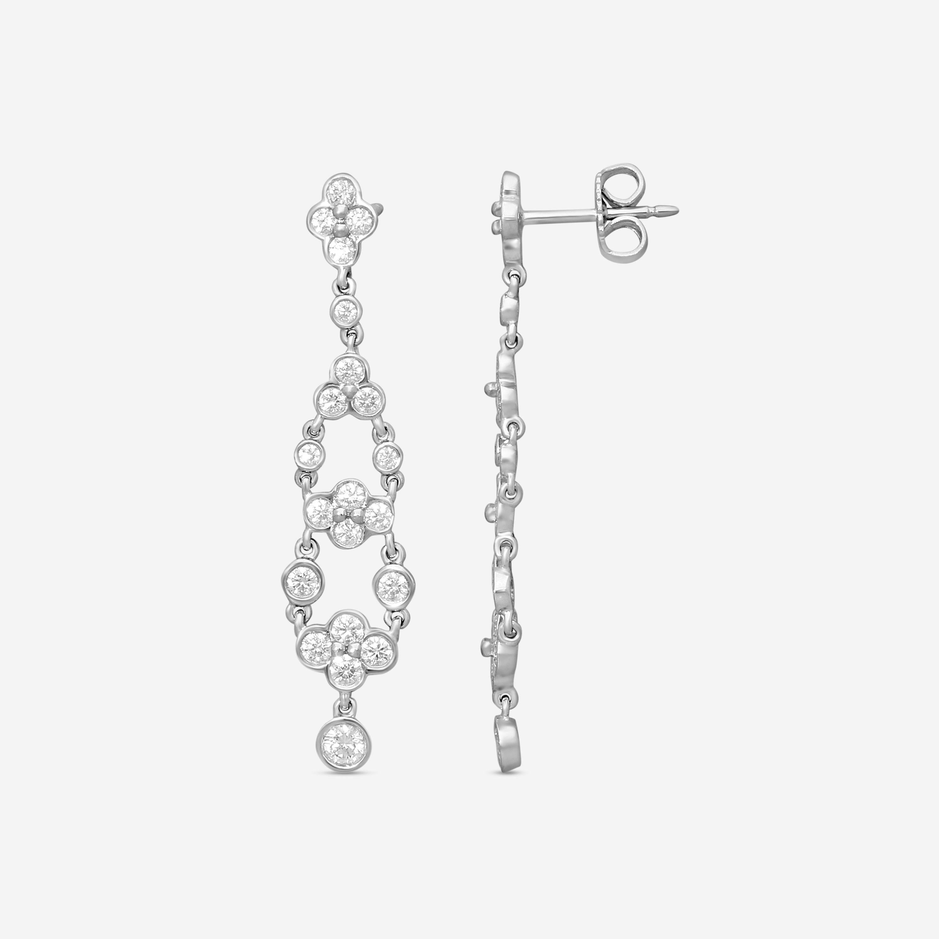 Suna Platinum Diamond Lace Drop Earrings E2420P — view 3