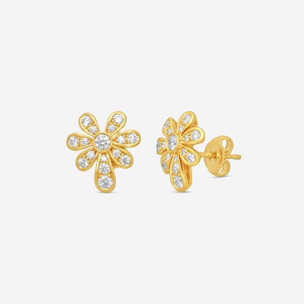 Suna 18K Rose Gold Diamond Flower Earrings E2562PG-C — view 2