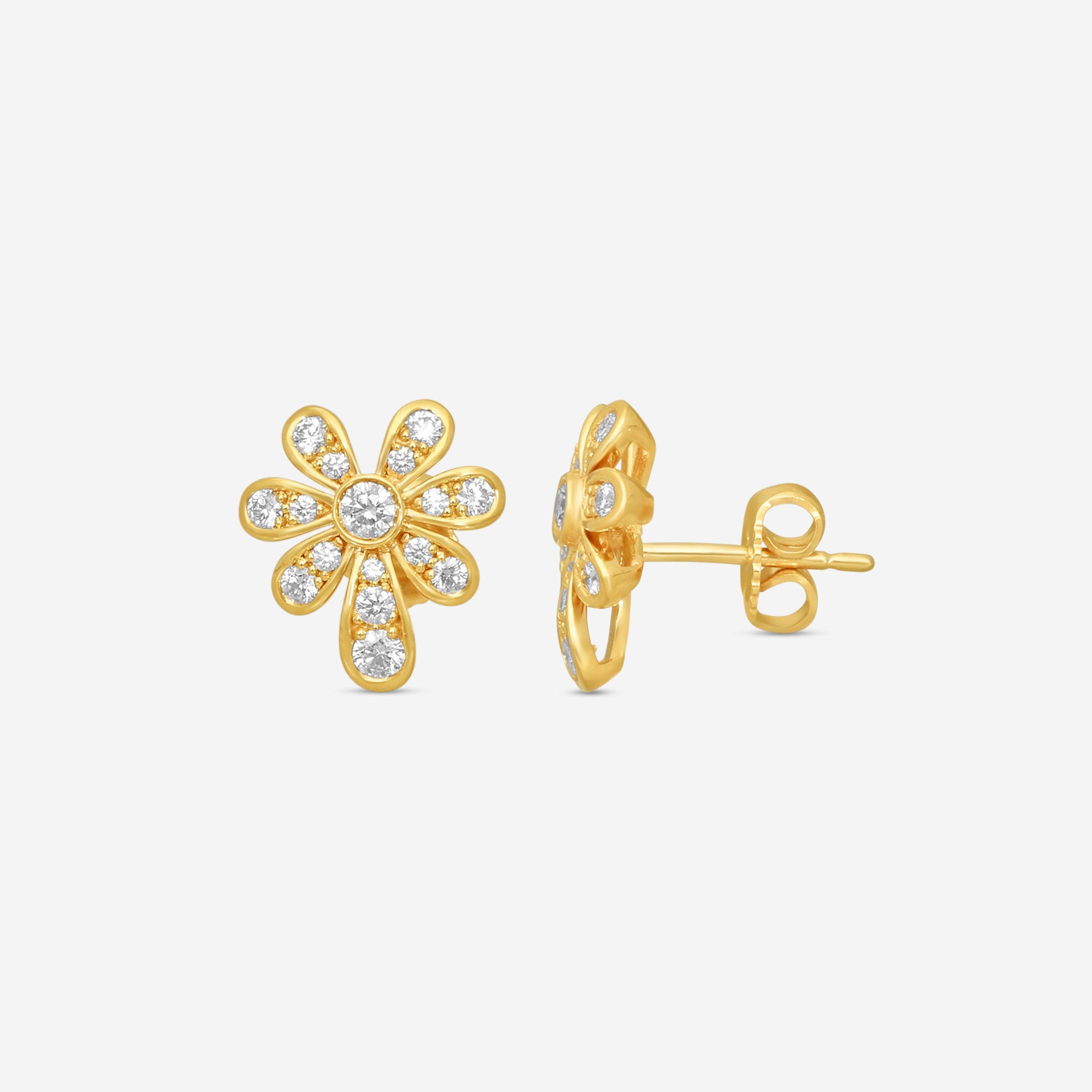 Suna 18K Rose Gold Diamond Flower Earrings E2562PG-C — view 3