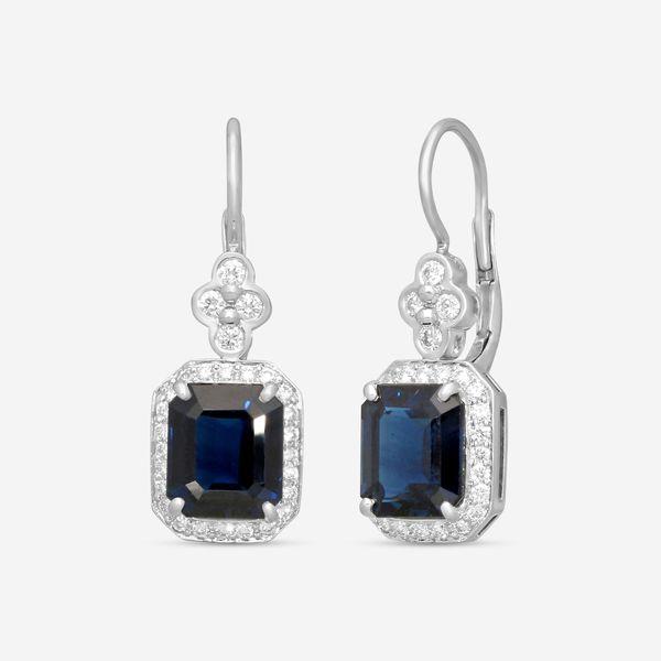 Suna Platinum Sapphire & Diamond Drop Earrings E2462SP-LB — view 2