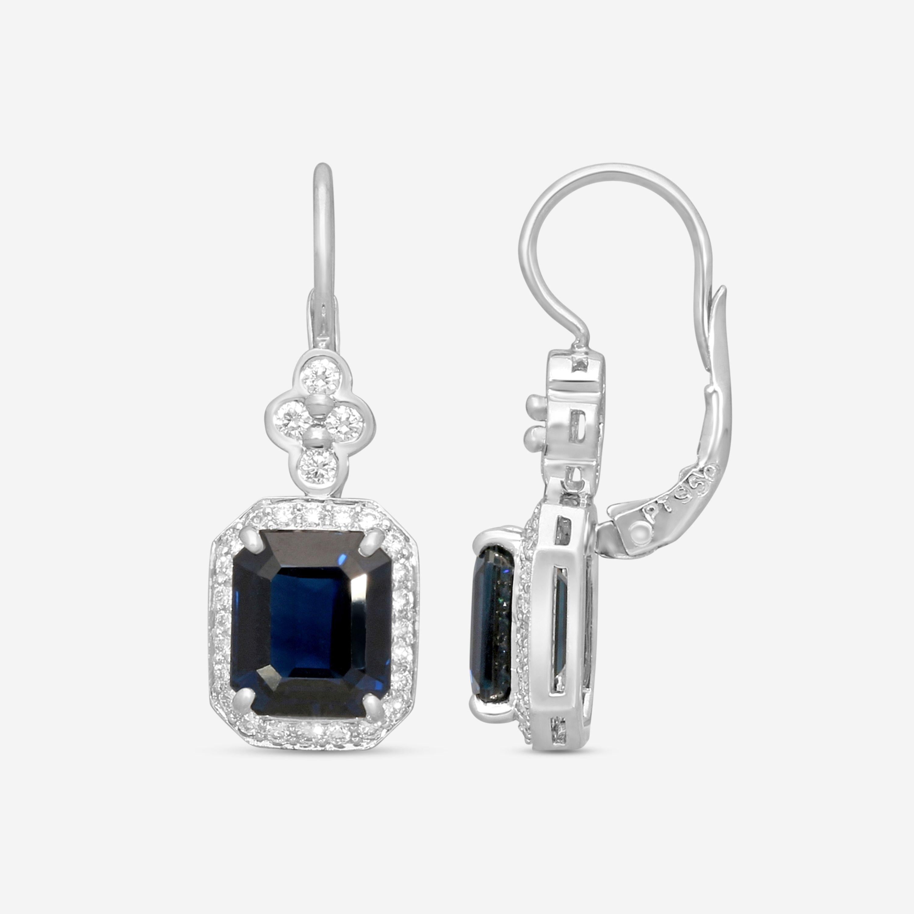 Suna Platinum Sapphire & Diamond Drop Earrings E2462SP-LB — view 3
