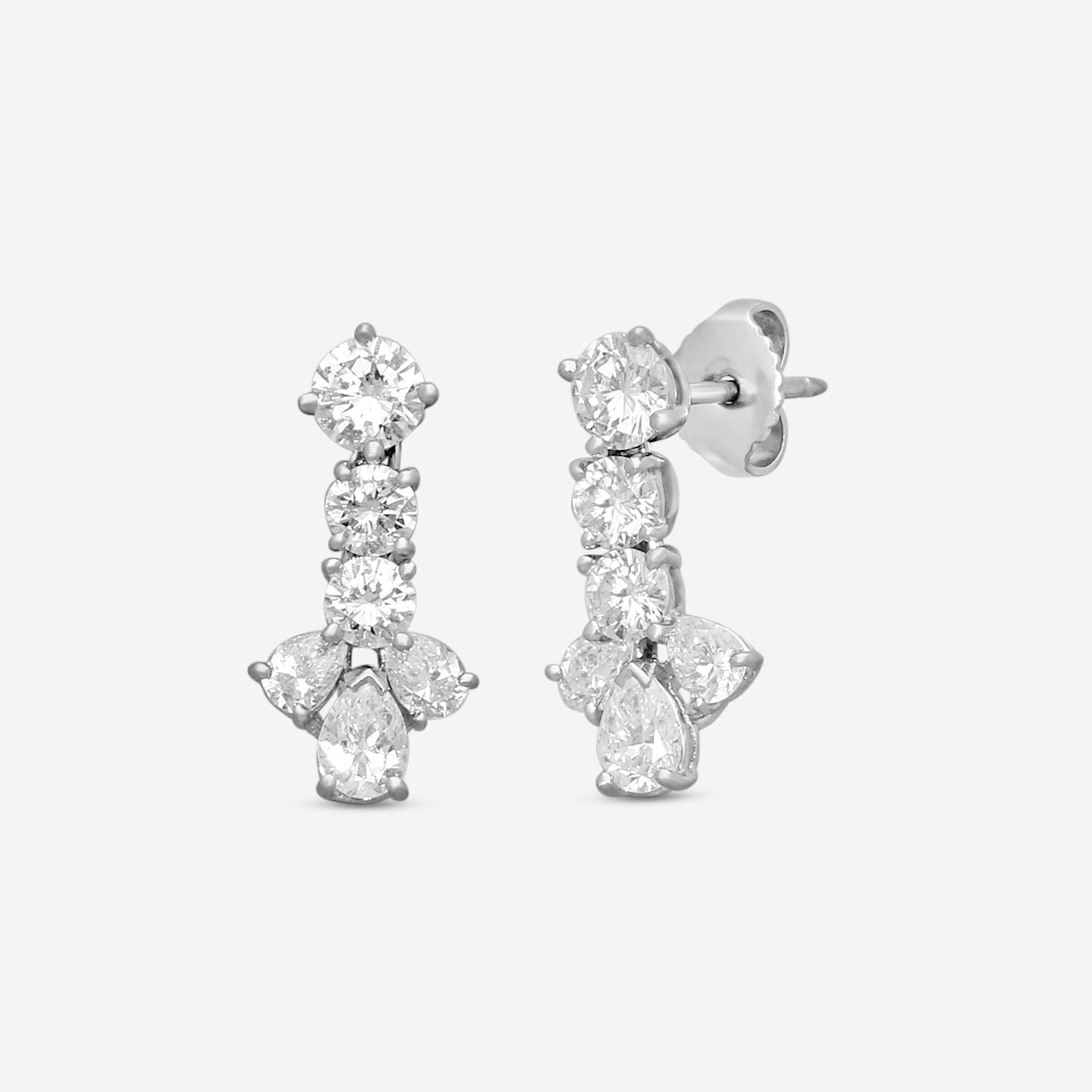 Suna Platinum Diamond Drop Earrings E1172P — view 2