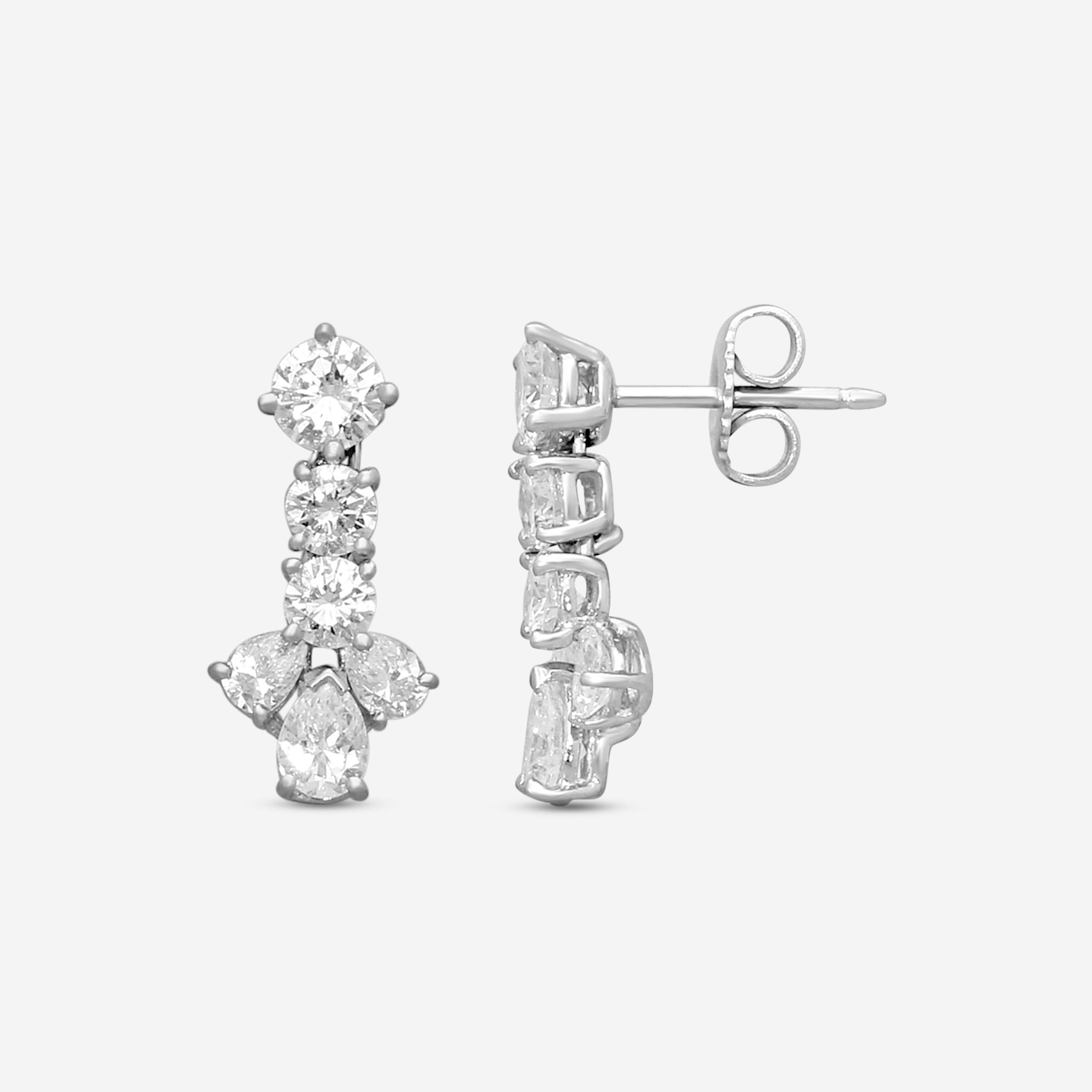 Suna Platinum Diamond Drop Earrings E1172P — view 3