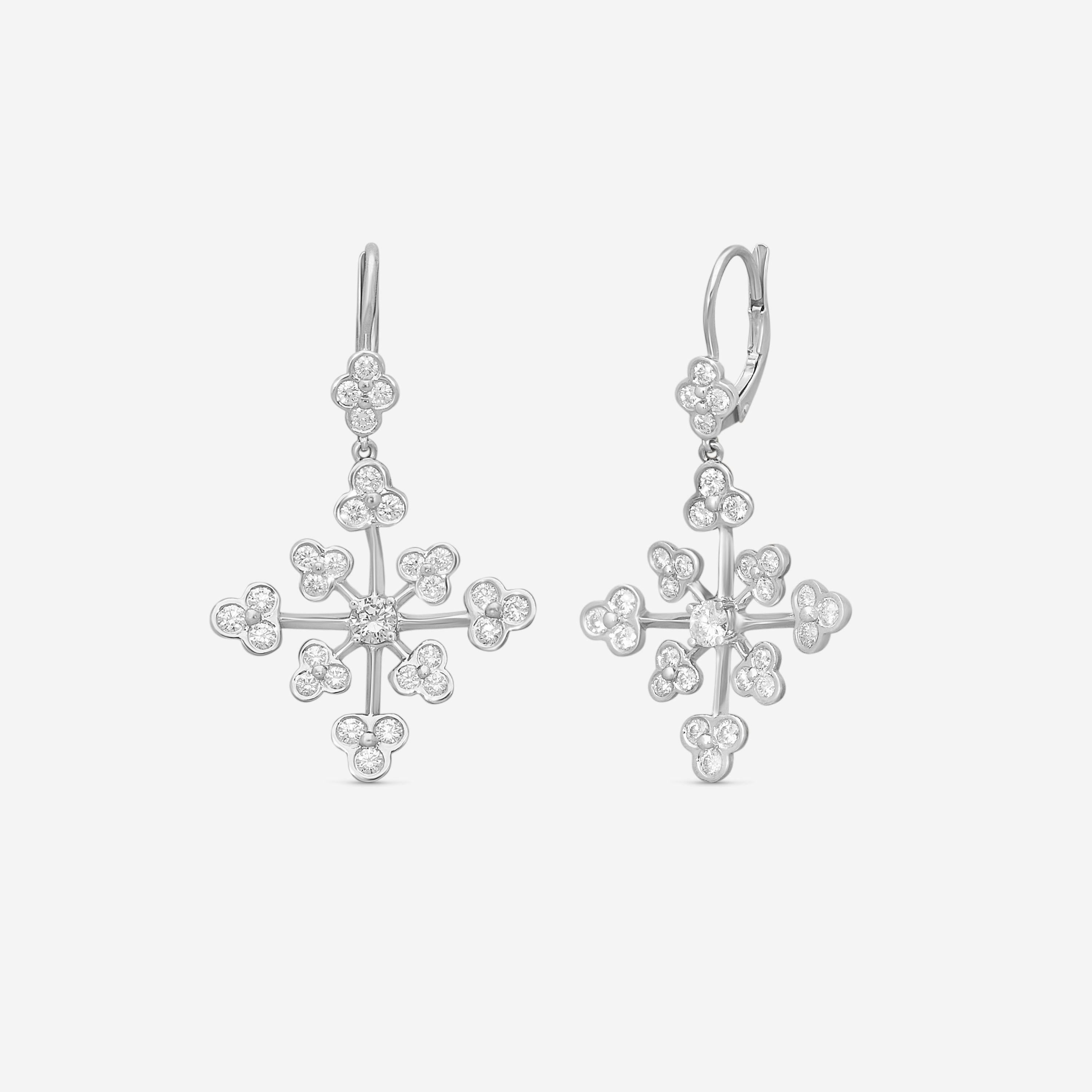 Suna Platinum & 18K White Gold Diamond Lace Earrings E2396P-LB — view 2