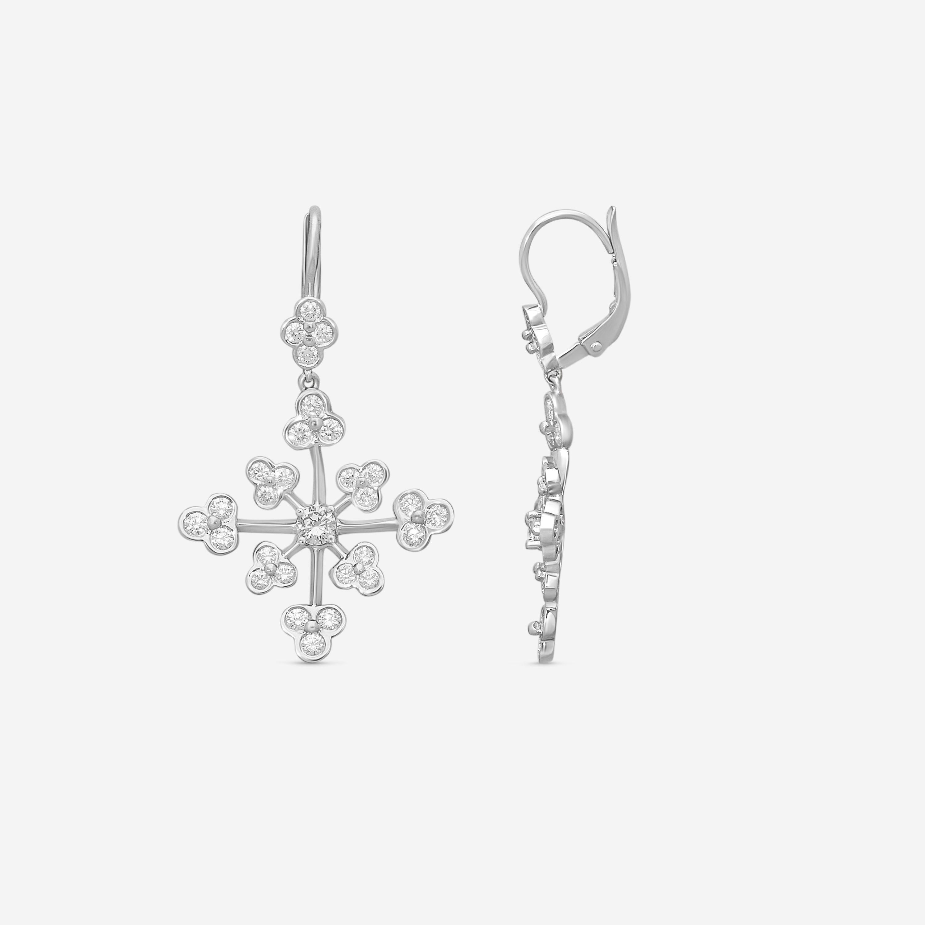 Suna Platinum & 18K White Gold Diamond Lace Earrings E2396P-LB — view 3