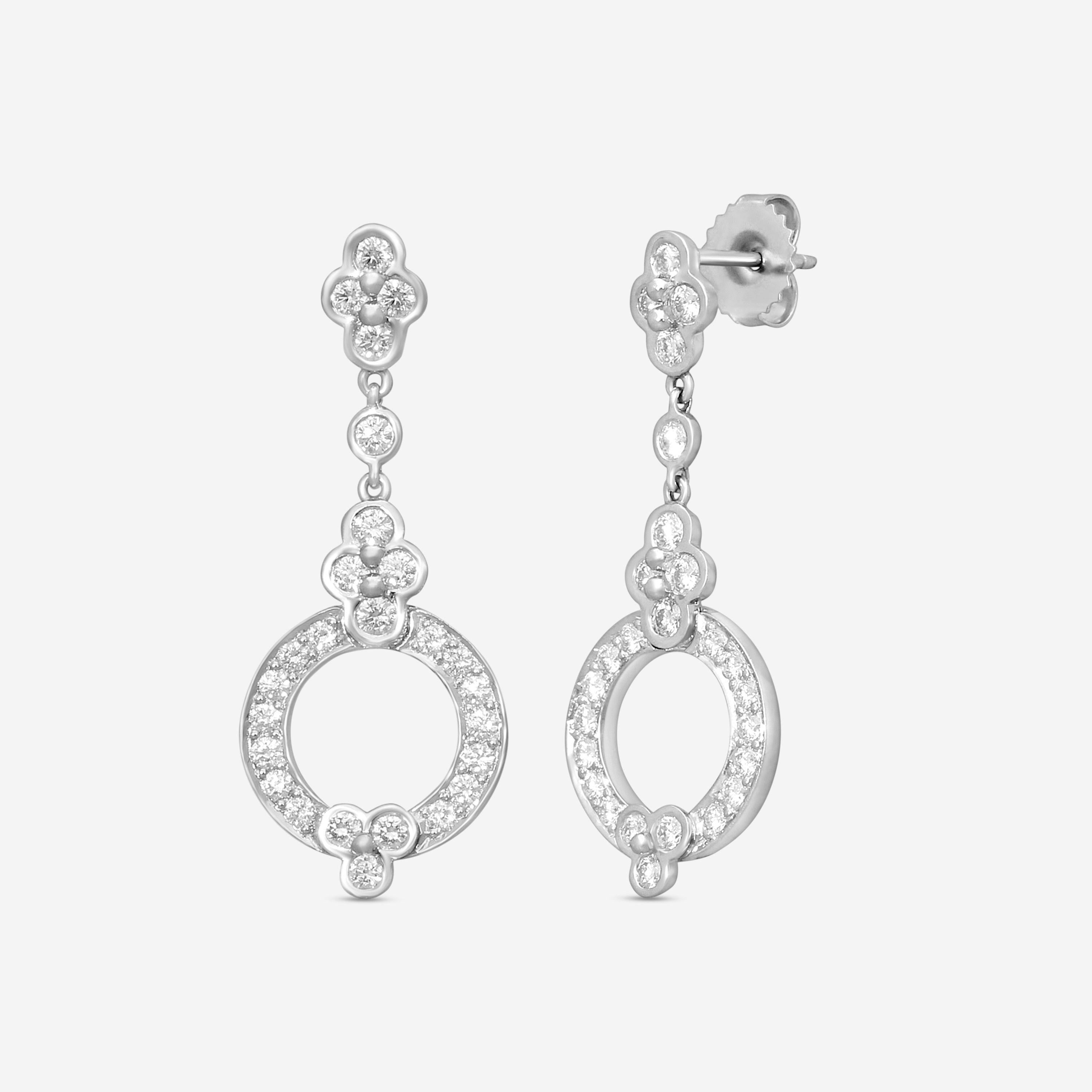 Suna Platinum Diamond Lace Drop Earrings E2430P — view 2