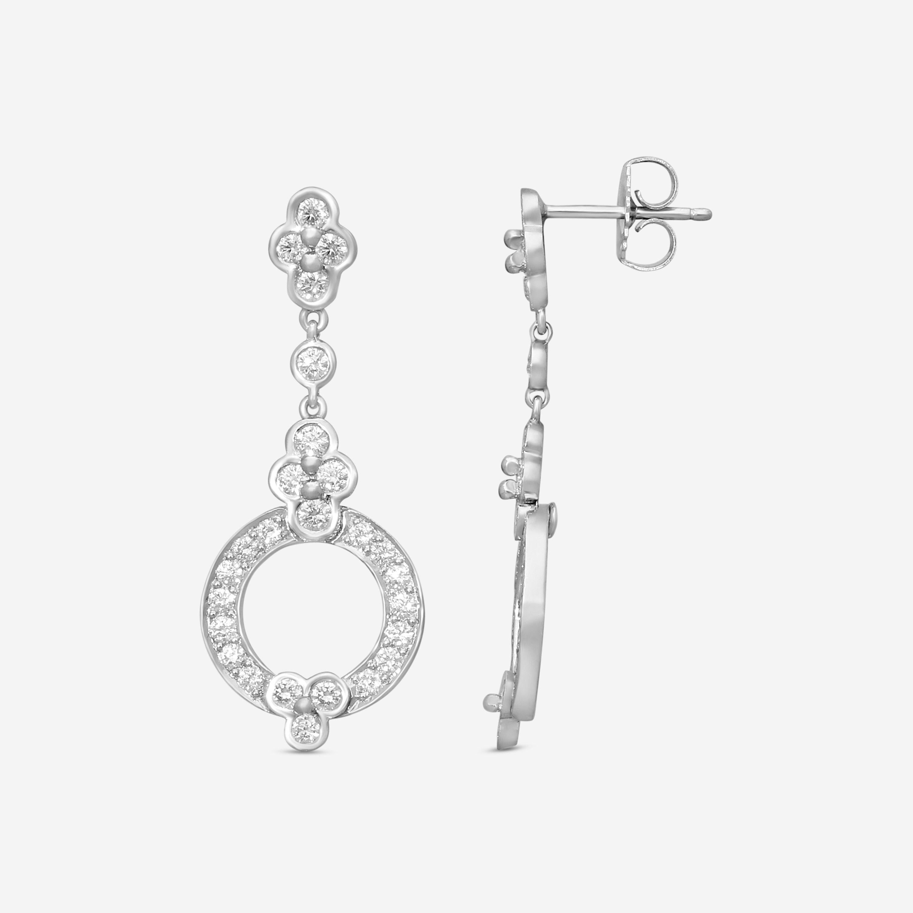 Suna Platinum Diamond Lace Drop Earrings E2430P — view 3