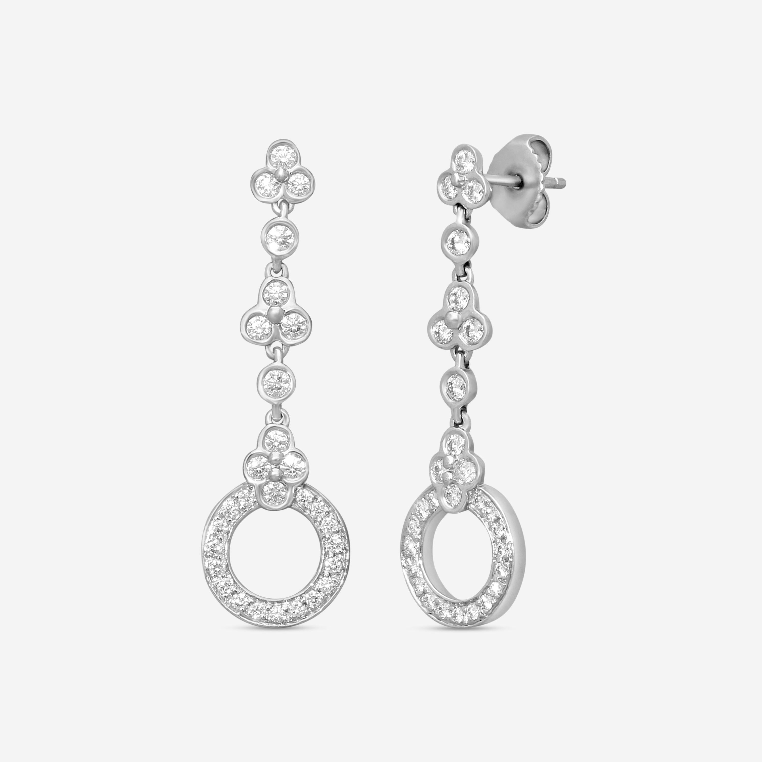Suna Platinum Diamond Lace Drop Earrings E2427P — view 3