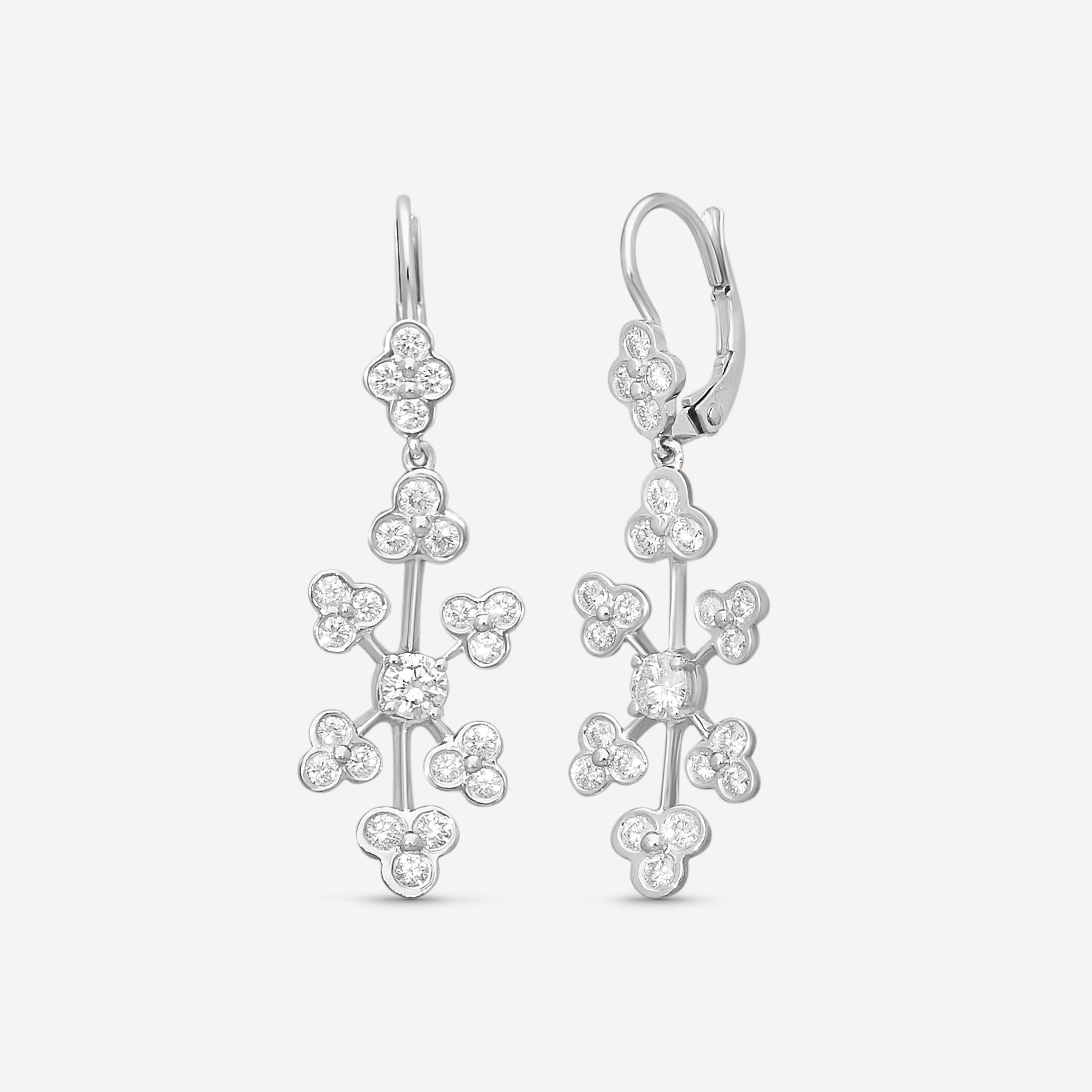 Suna Platinum Diamond Lace Drop Earrings E2401P-LB — view 2