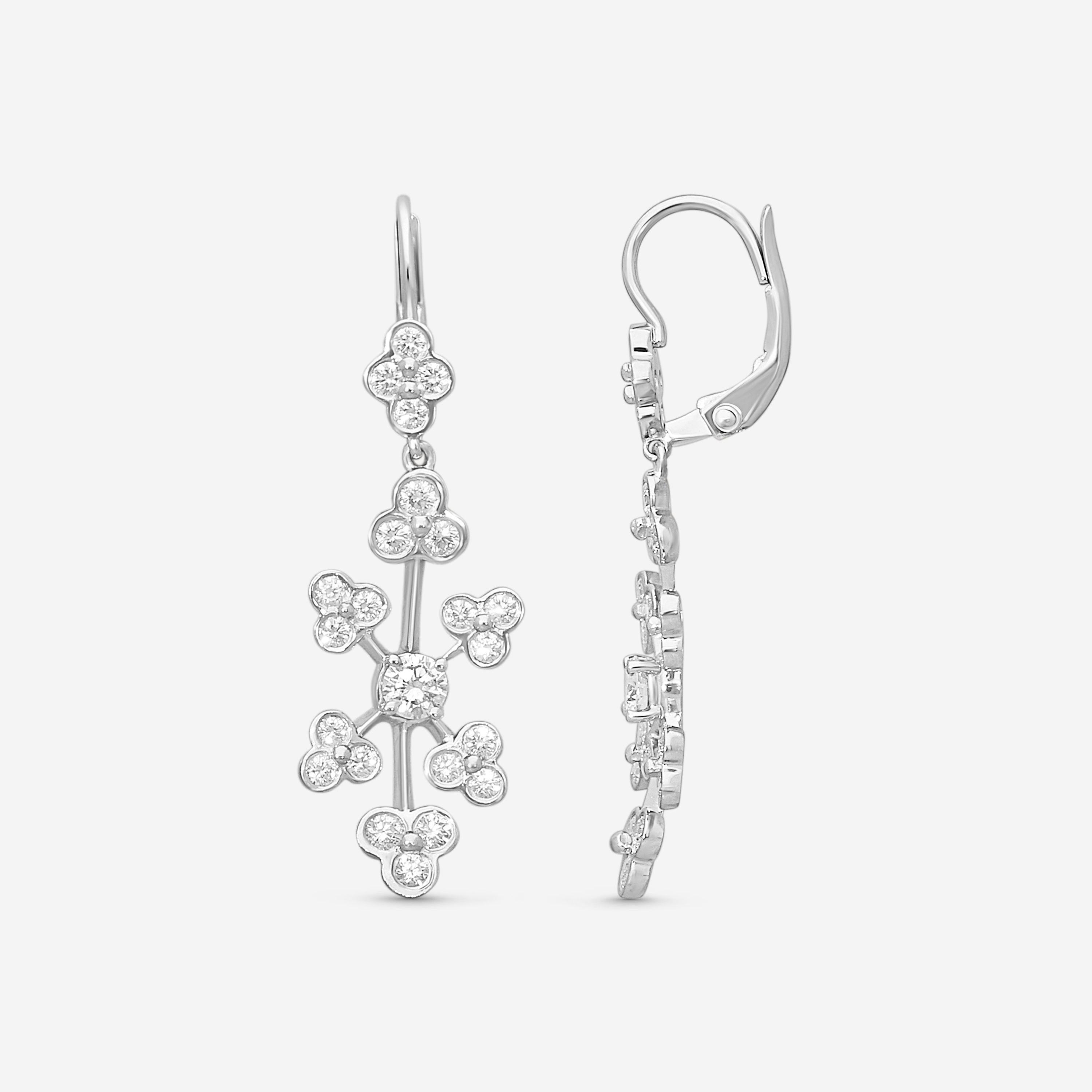 Suna Platinum Diamond Lace Drop Earrings E2401P-LB — view 3
