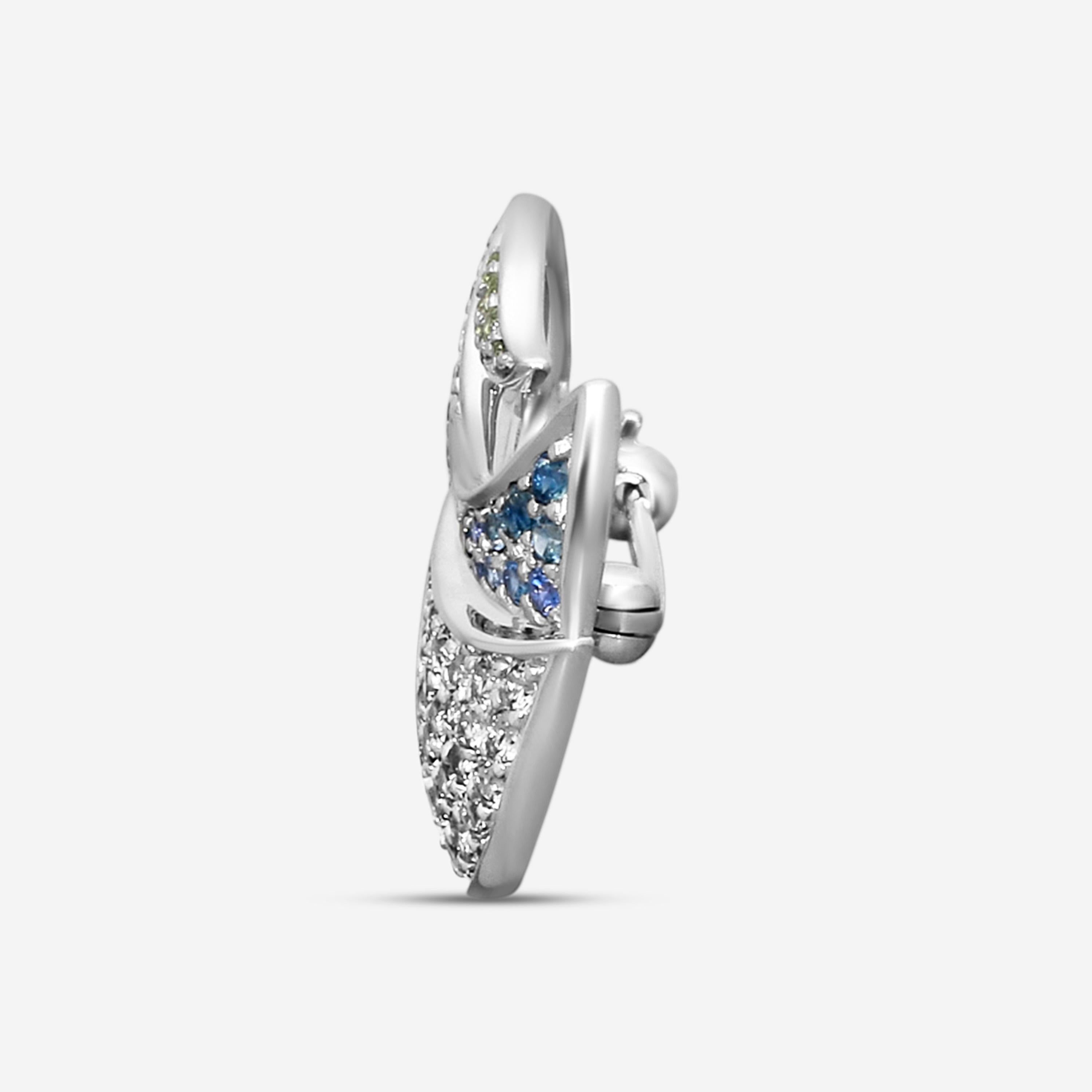 Suna 18K White Gold Multi-Gemstone Flower Pin KP9007SW — view 3