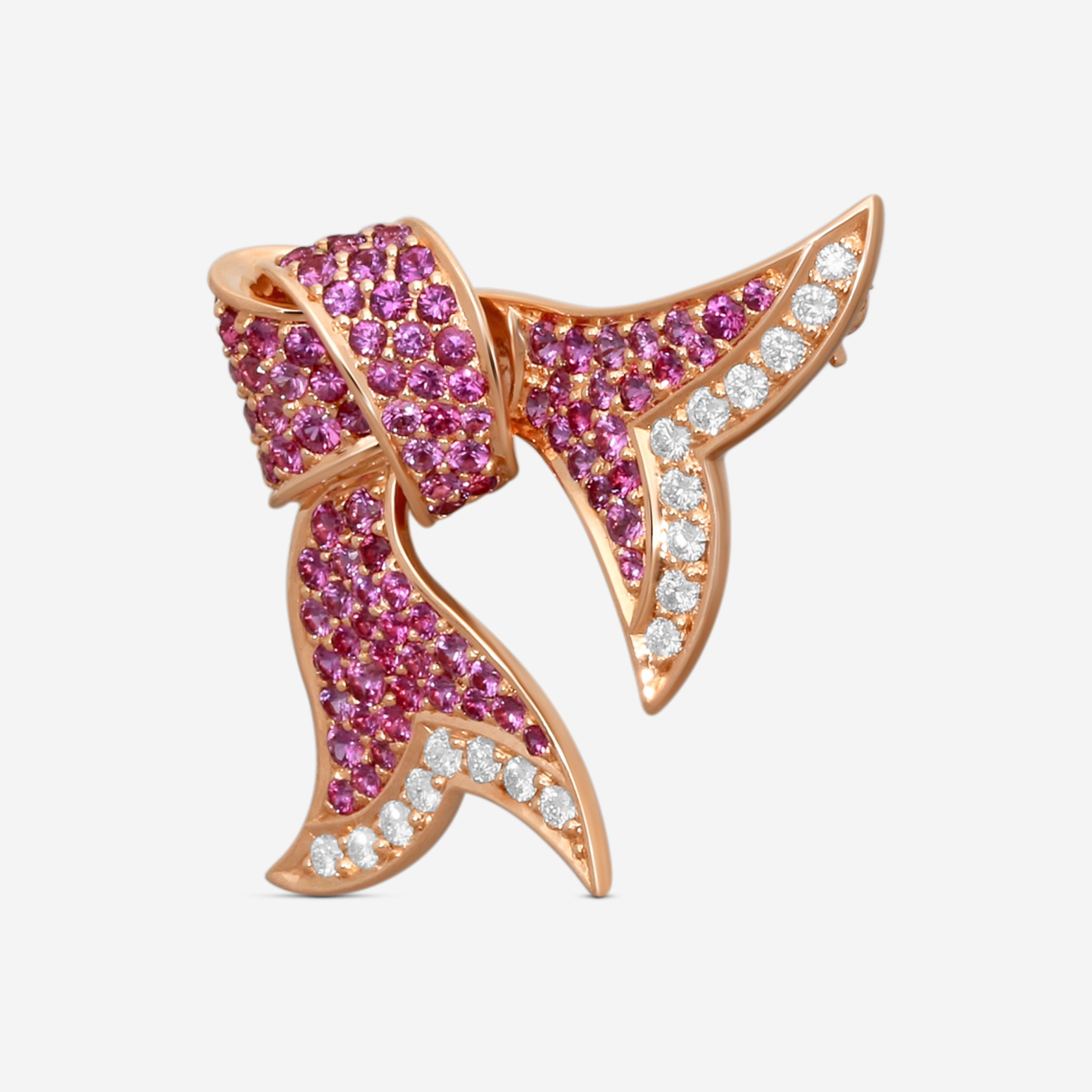 Suna 18K Rose Gold Diamond & Sapphire Bow Pin KP9006KSPG — view 2