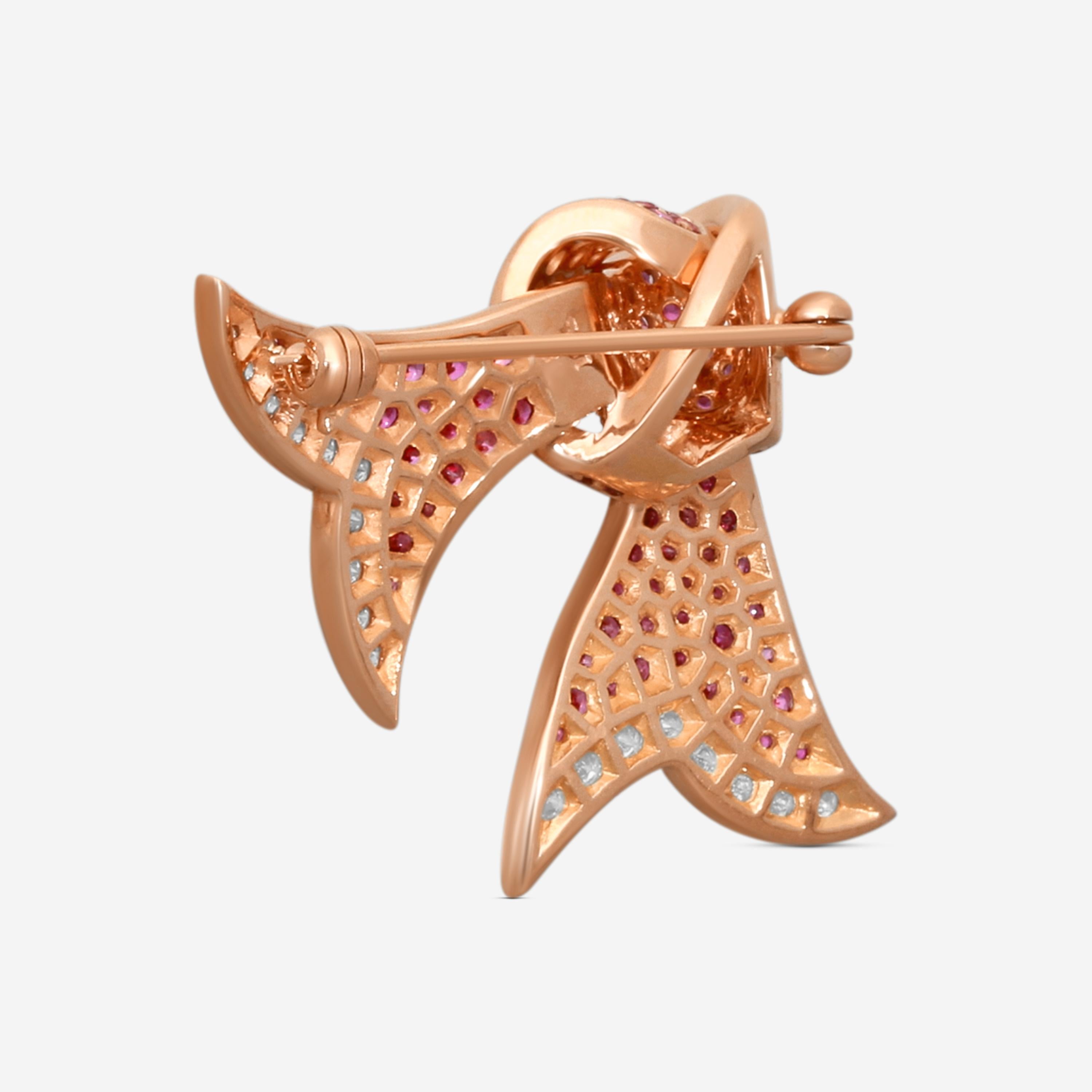 Suna 18K Rose Gold Diamond & Sapphire Bow Pin KP9006KSPG — view 4