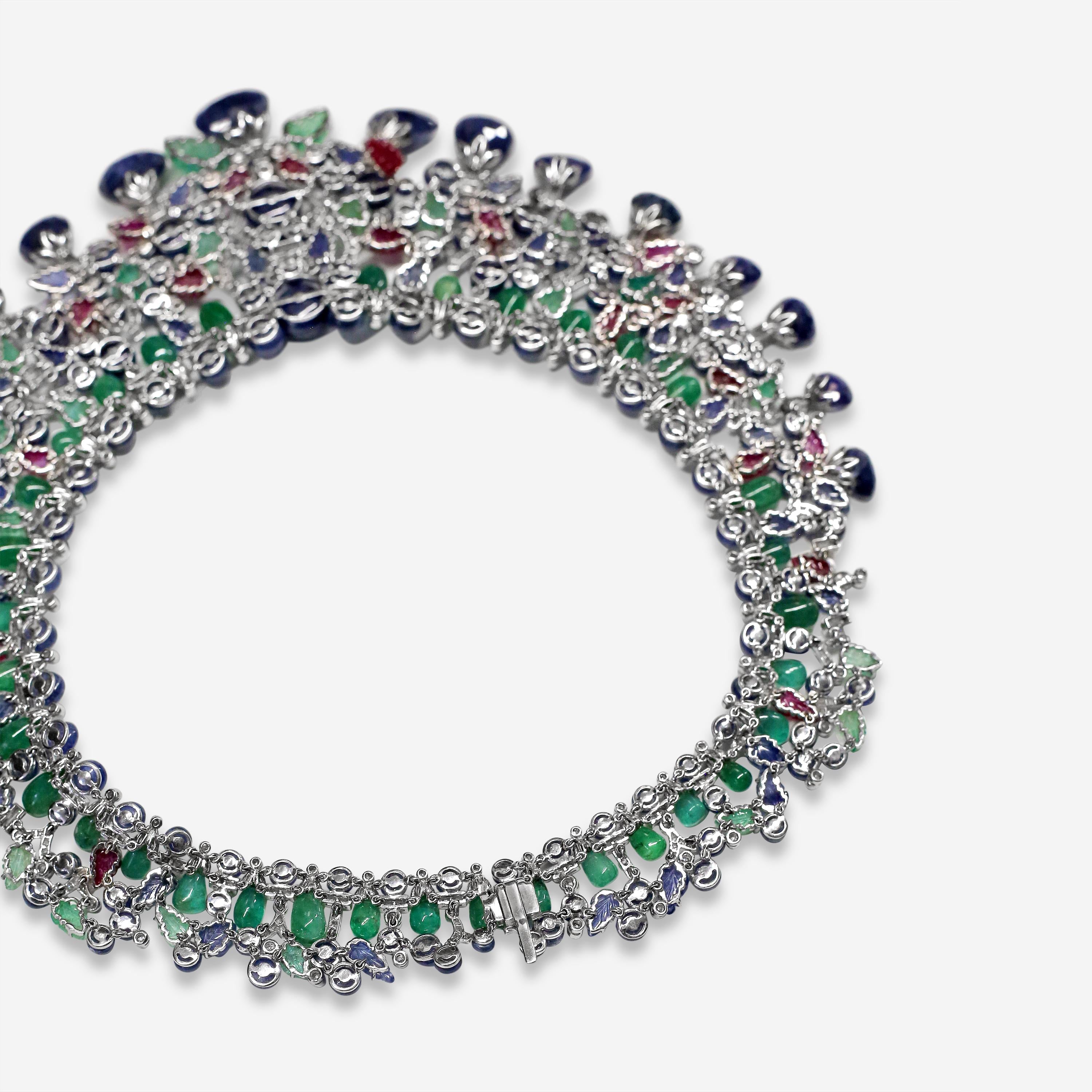 Goshwara G-One 18K White Gold Diamond & Precious Stones Choker Necklace WG0004 — view 4