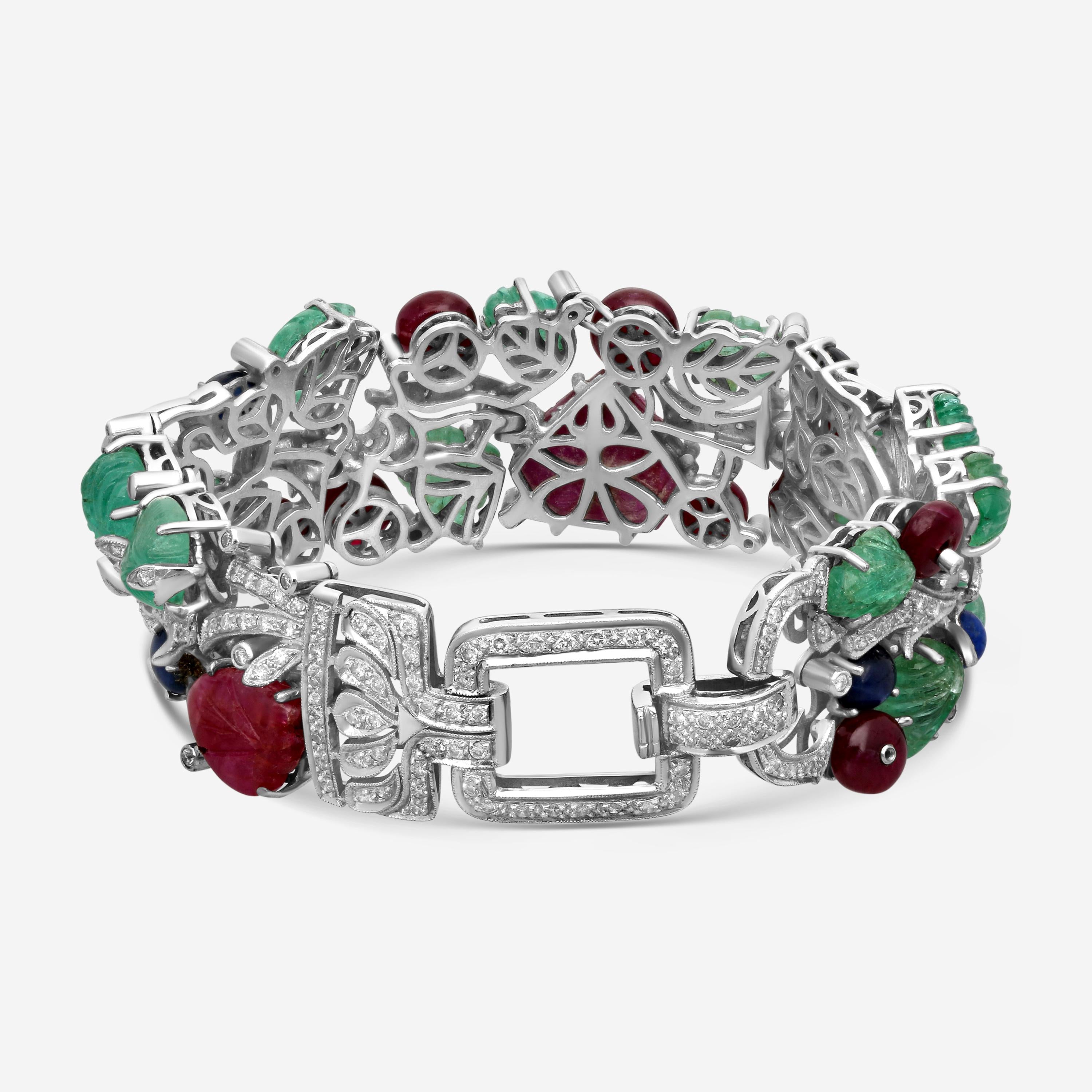 Goshwara G-One 18K White Gold Diamond & Previous Stones Statement Bracelet W7