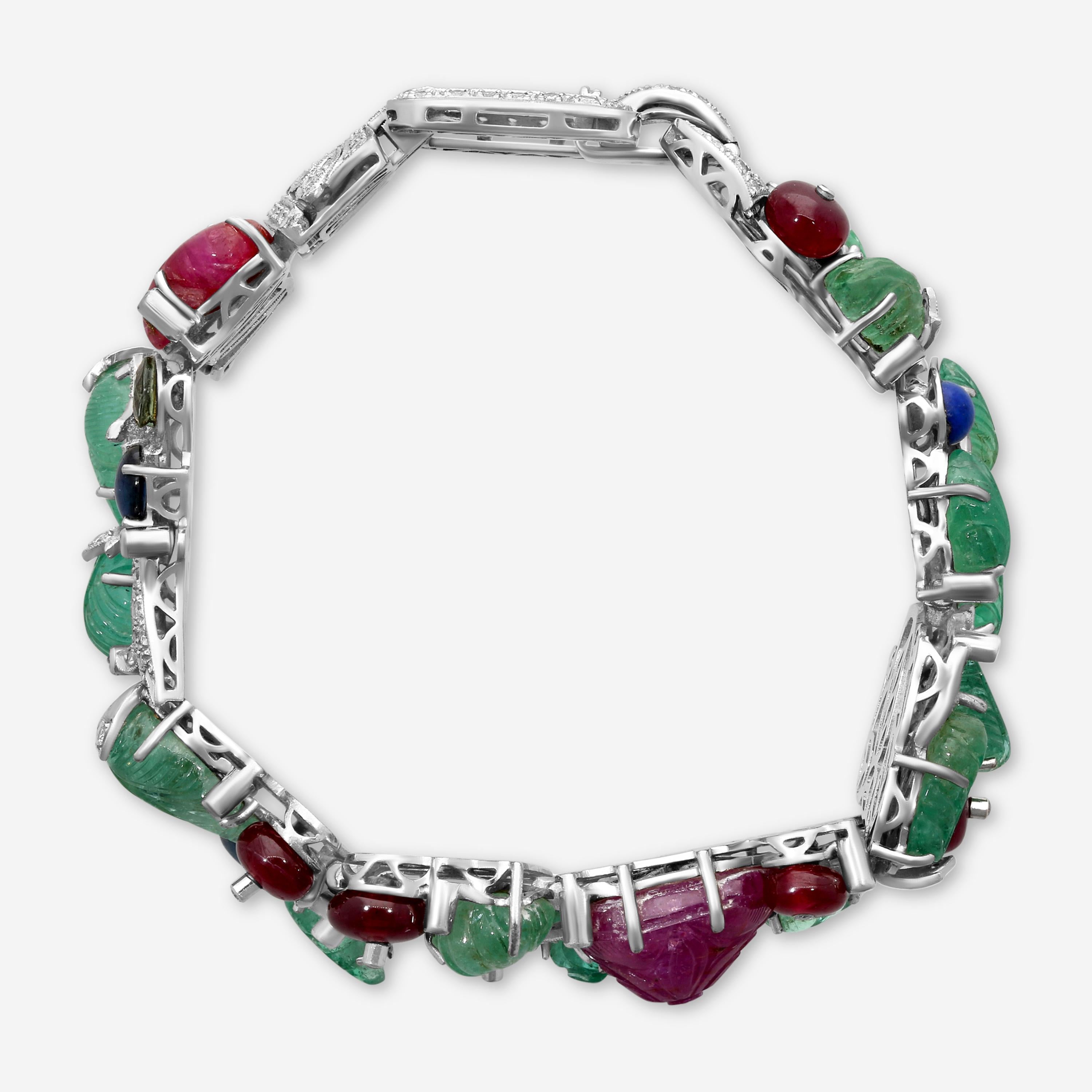 Goshwara G-One 18K White Gold Diamond & Previous Stones Statement Bracelet W7 — view 4