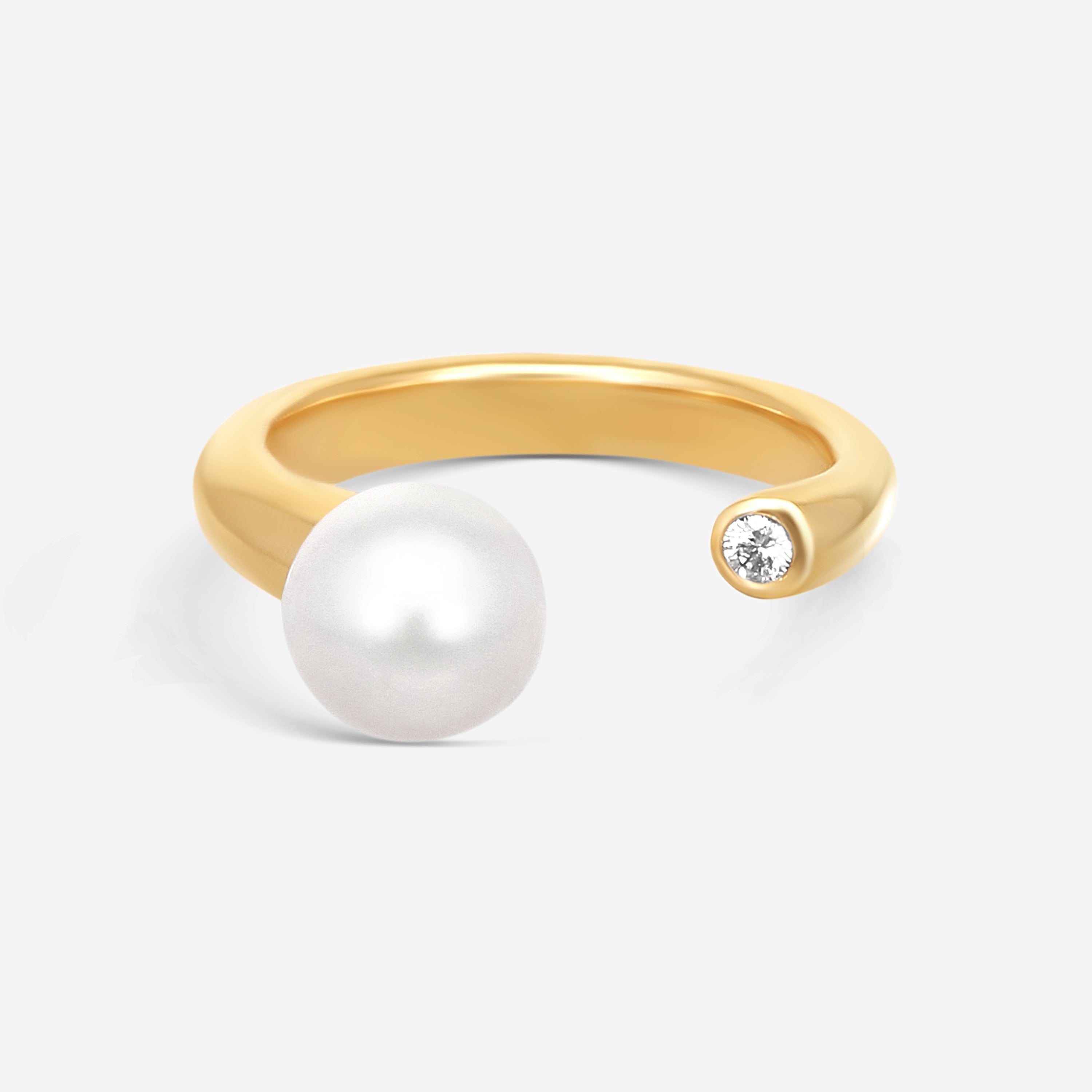 Assael Perfect Pair 18K Yellow Gold Pearl & Diamond Ring Sz. 6 ROO00006