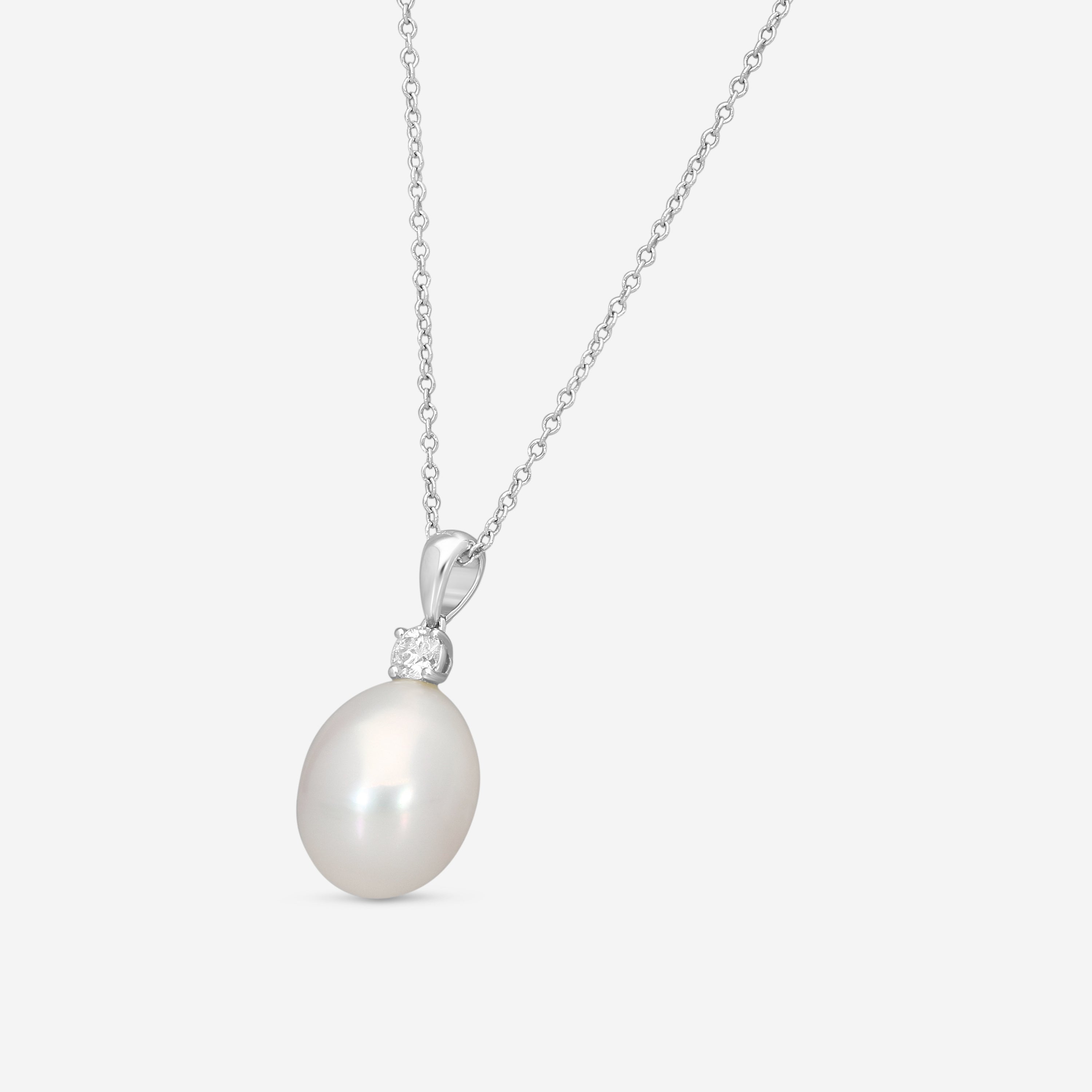 Assael 18K White Gold Pearl & Diamond Pendant Necklace P3666 — view 2
