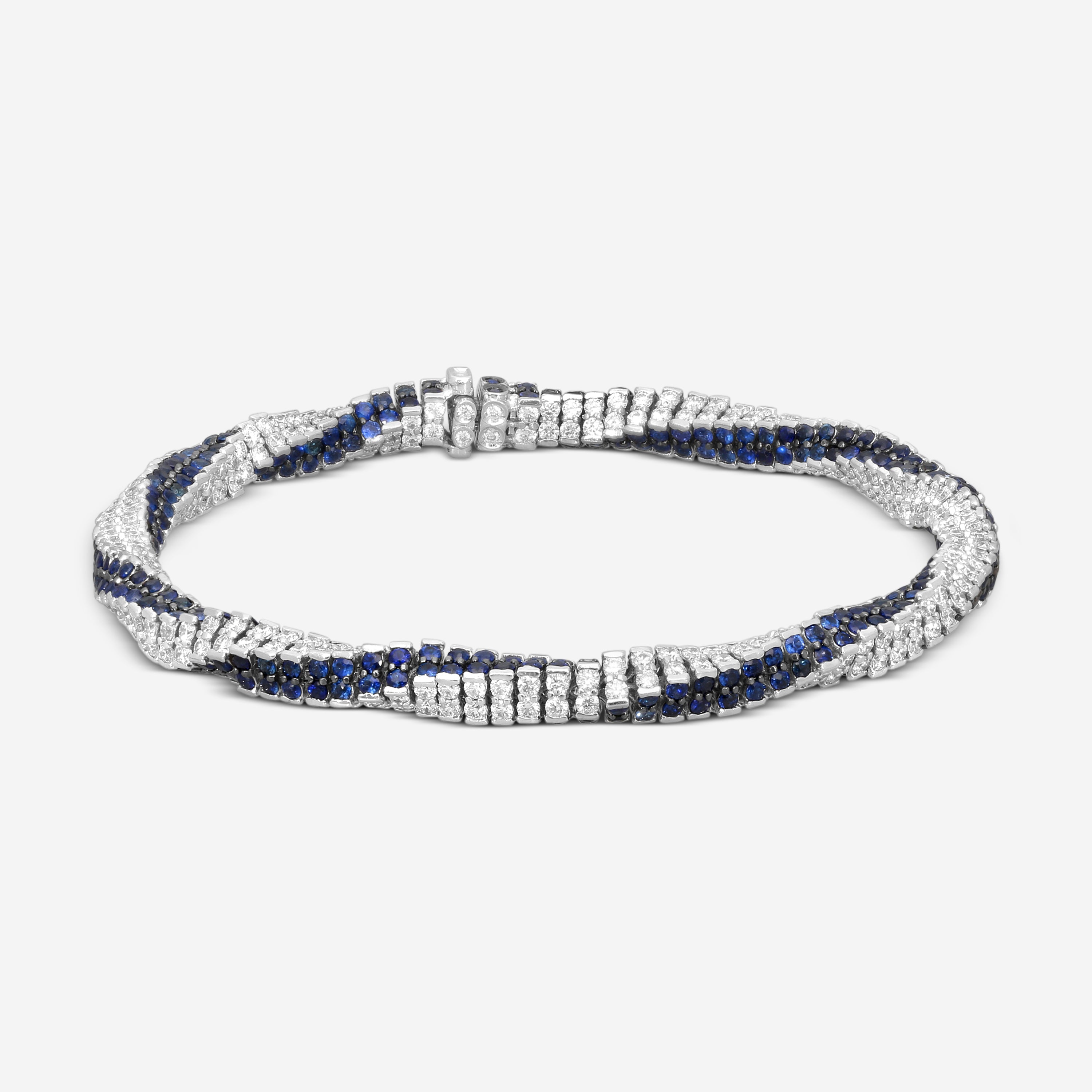 Assael 18K White Gold Diamond & Blue Sapphire Rope Bracelet B1690