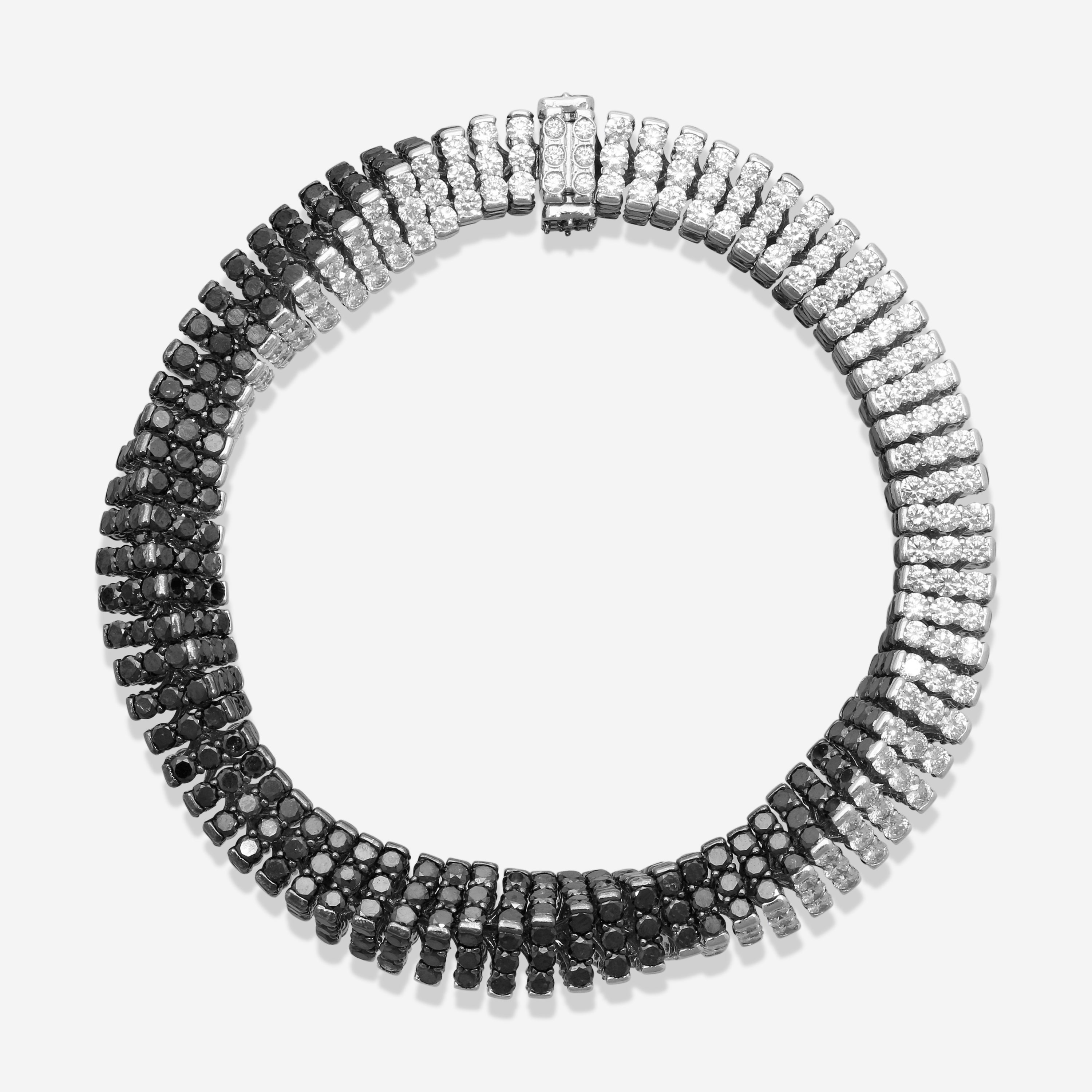 Assael 18K White Gold Black & White Diamond Rope Bracelet B1702 — view 2
