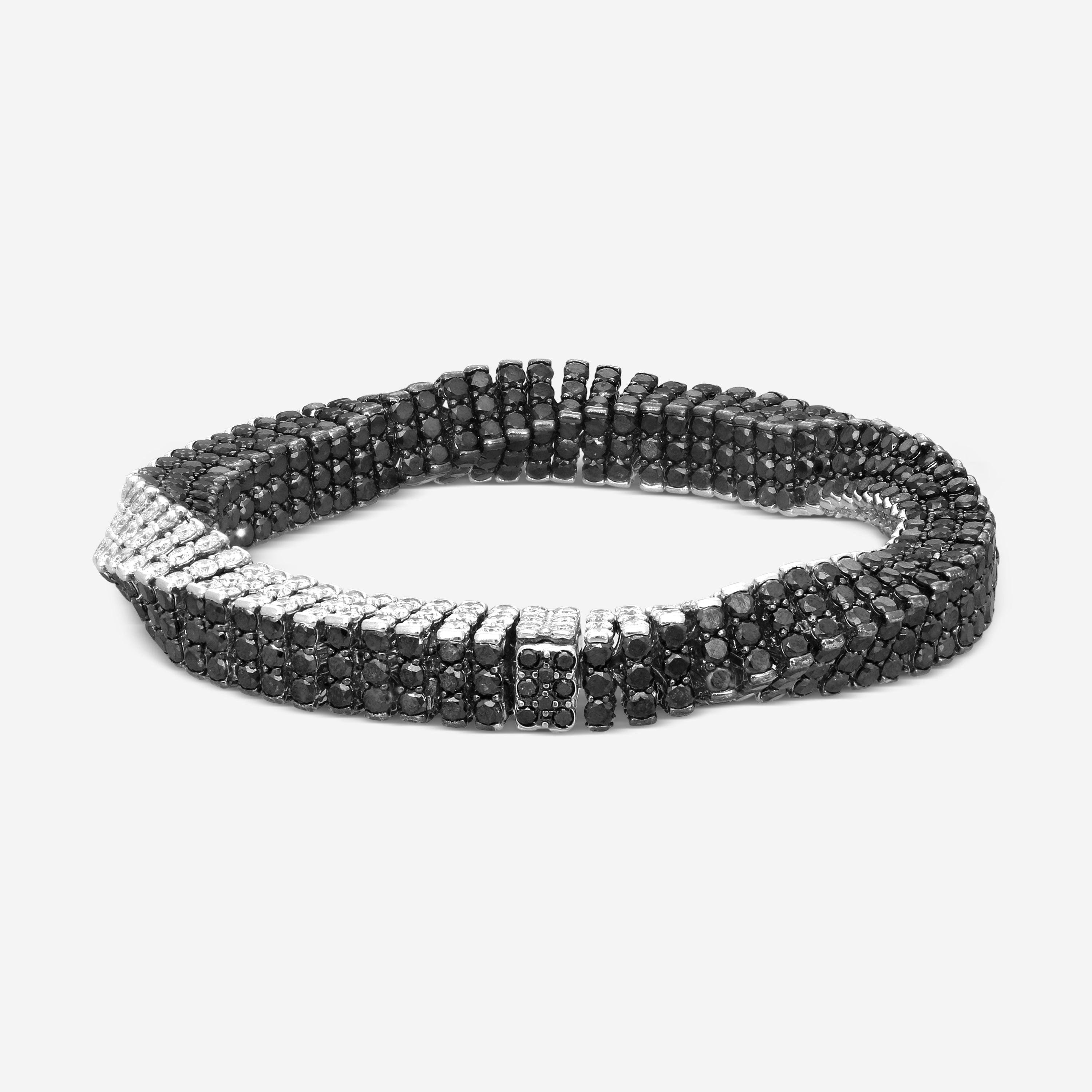 Assael 18K White Gold Black & White Diamond Rope Bracelet B1702 — view 3