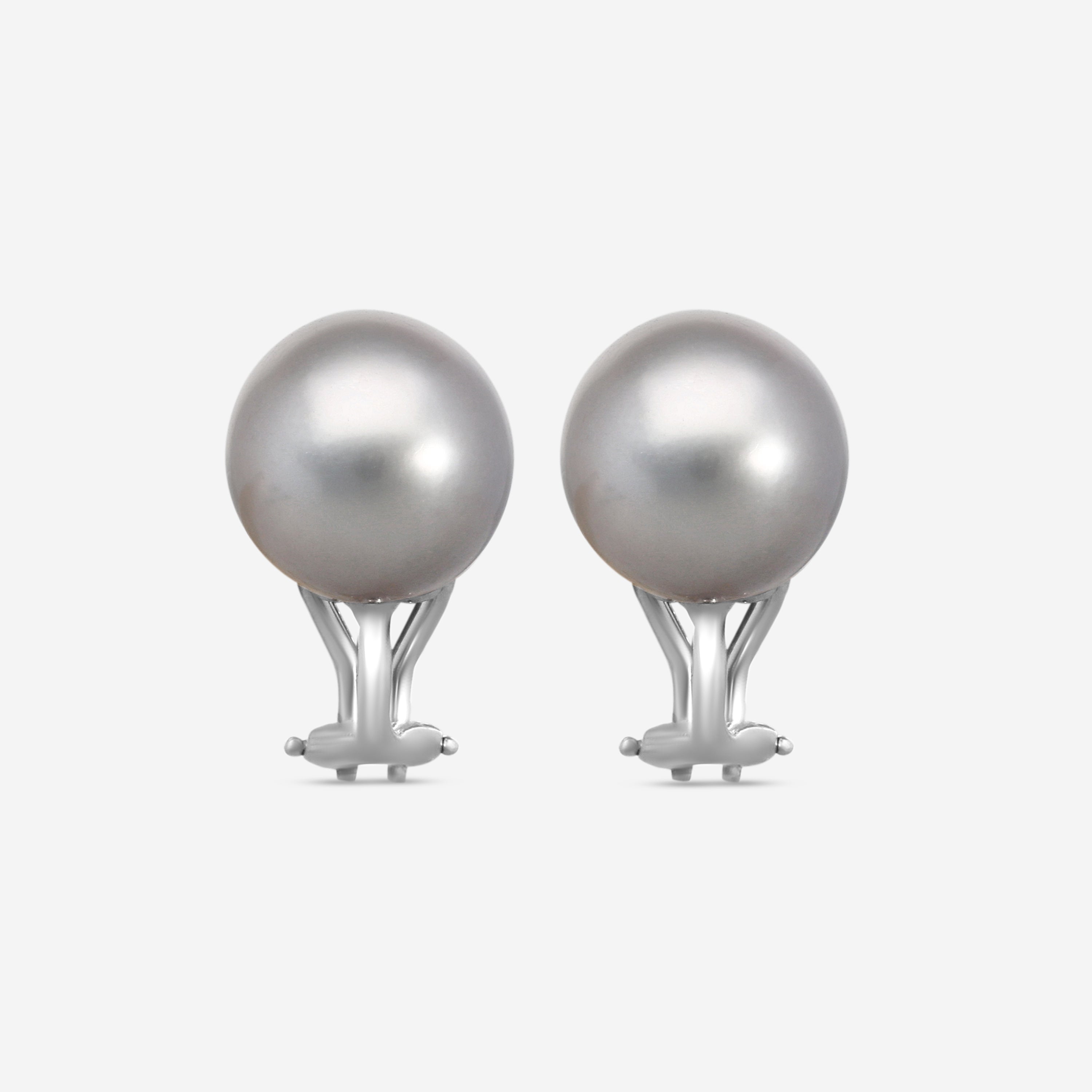 Assael 18K White Gold Tahitian Cultured Pearl Clip Earrings E6651